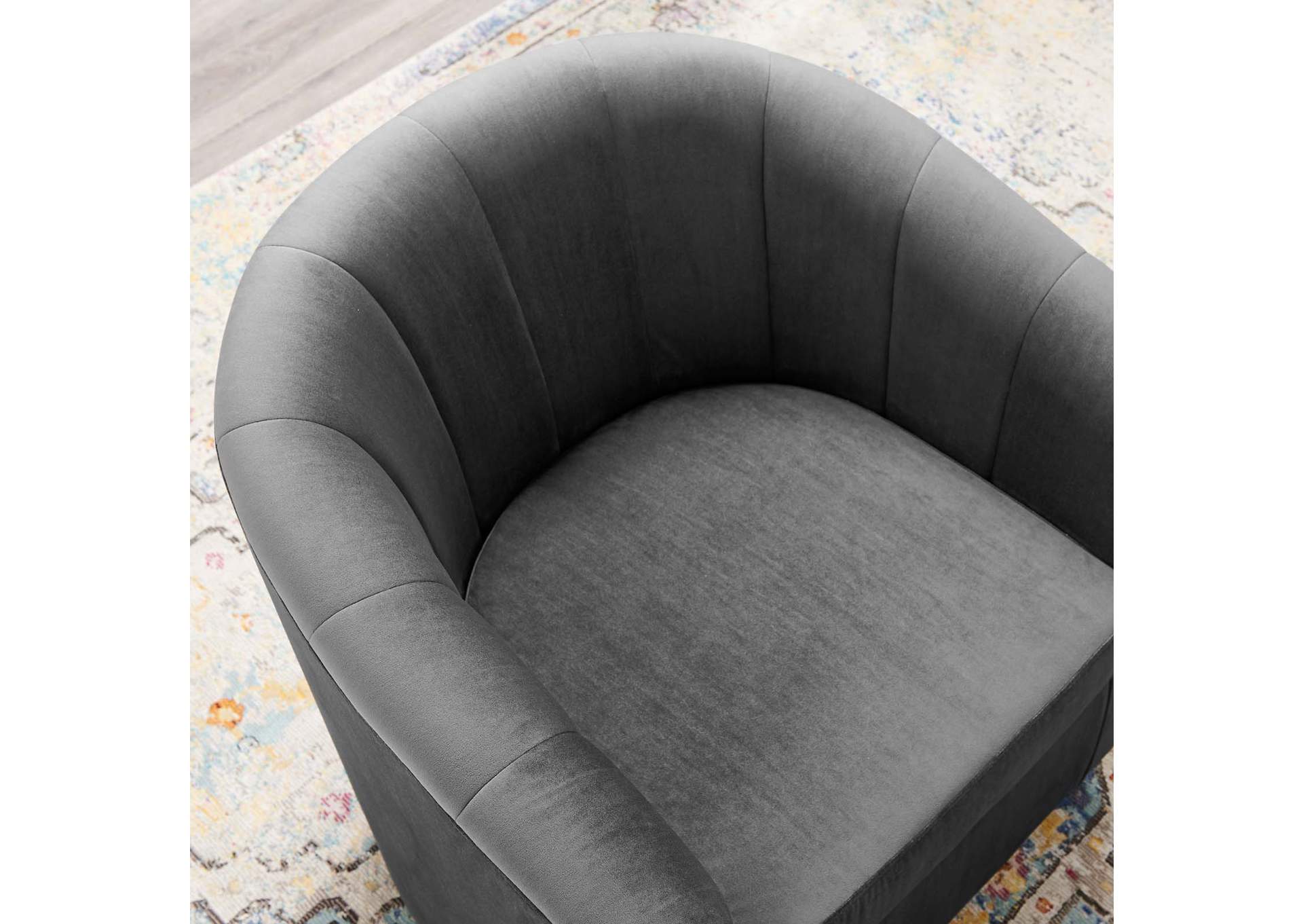 Charcoal Prospect Performance Velvet Swivel Arm Chair,Modway