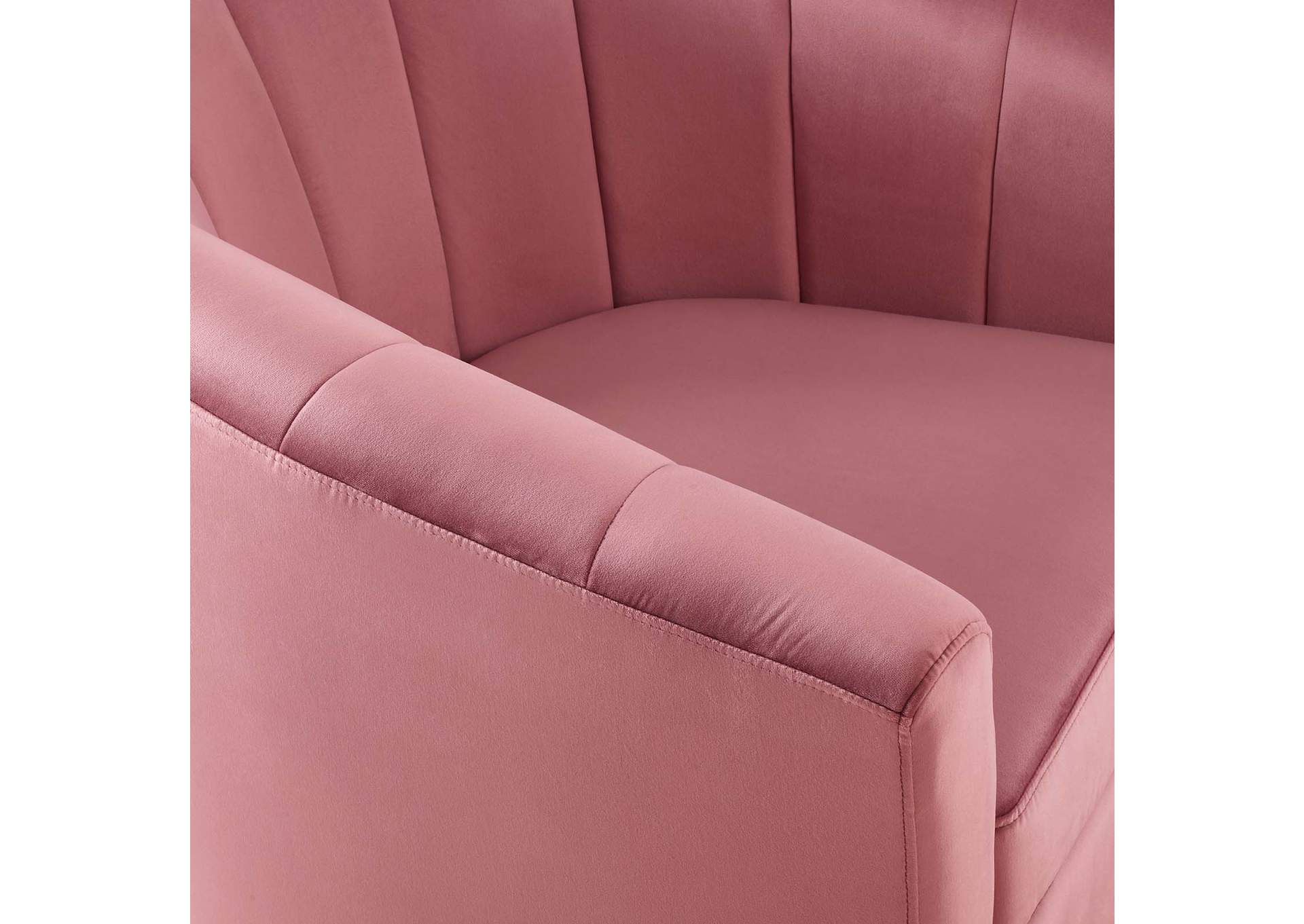 Dusty Rose Prospect Performance Velvet Swivel Arm Chair,Modway