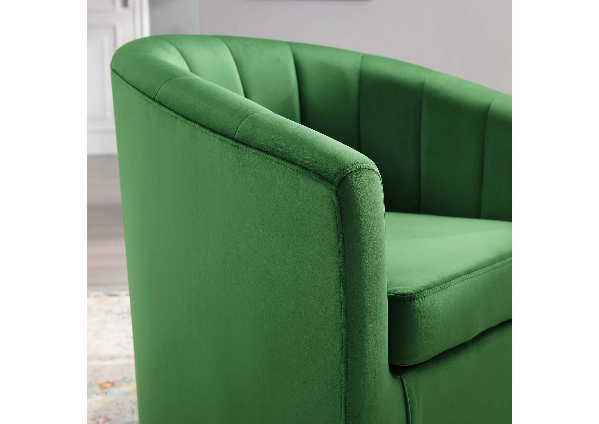 Emerald Prospect Performance Velvet Swivel Arm Chair,Modway