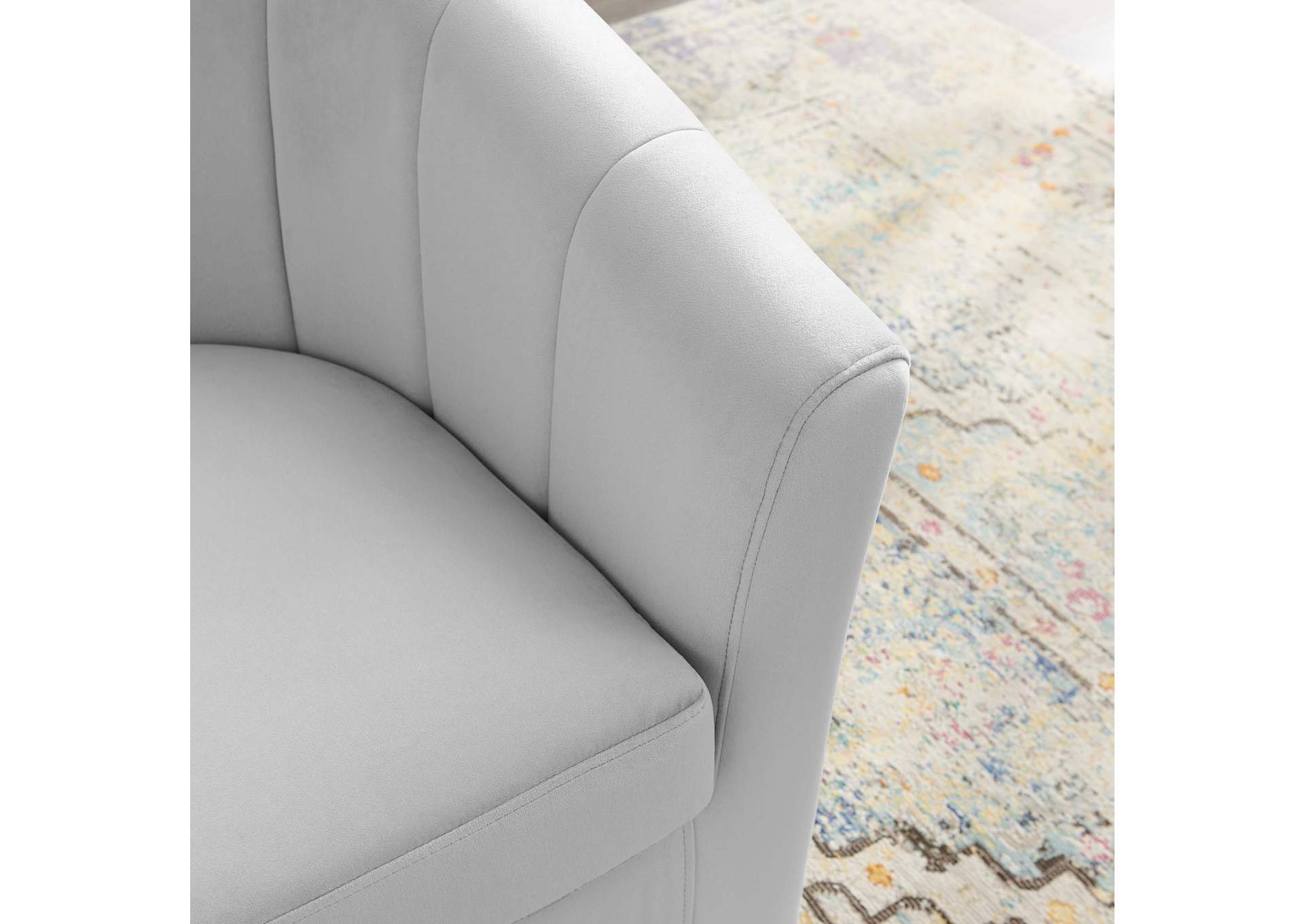 Light Gray Prospect Performance Velvet Swivel Arm Chair,Modway