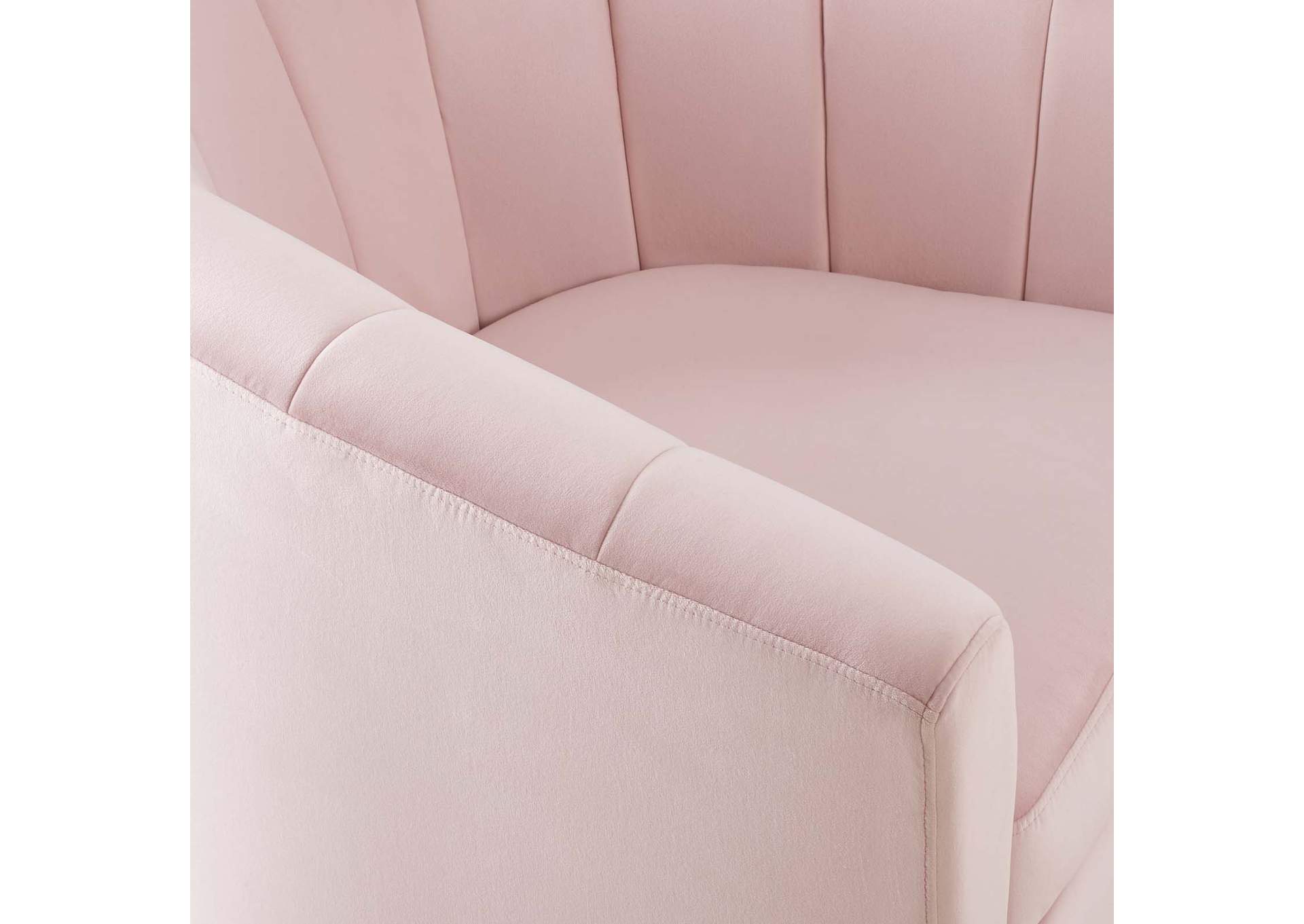 Pink Prospect Performance Velvet Swivel Arm Chair,Modway