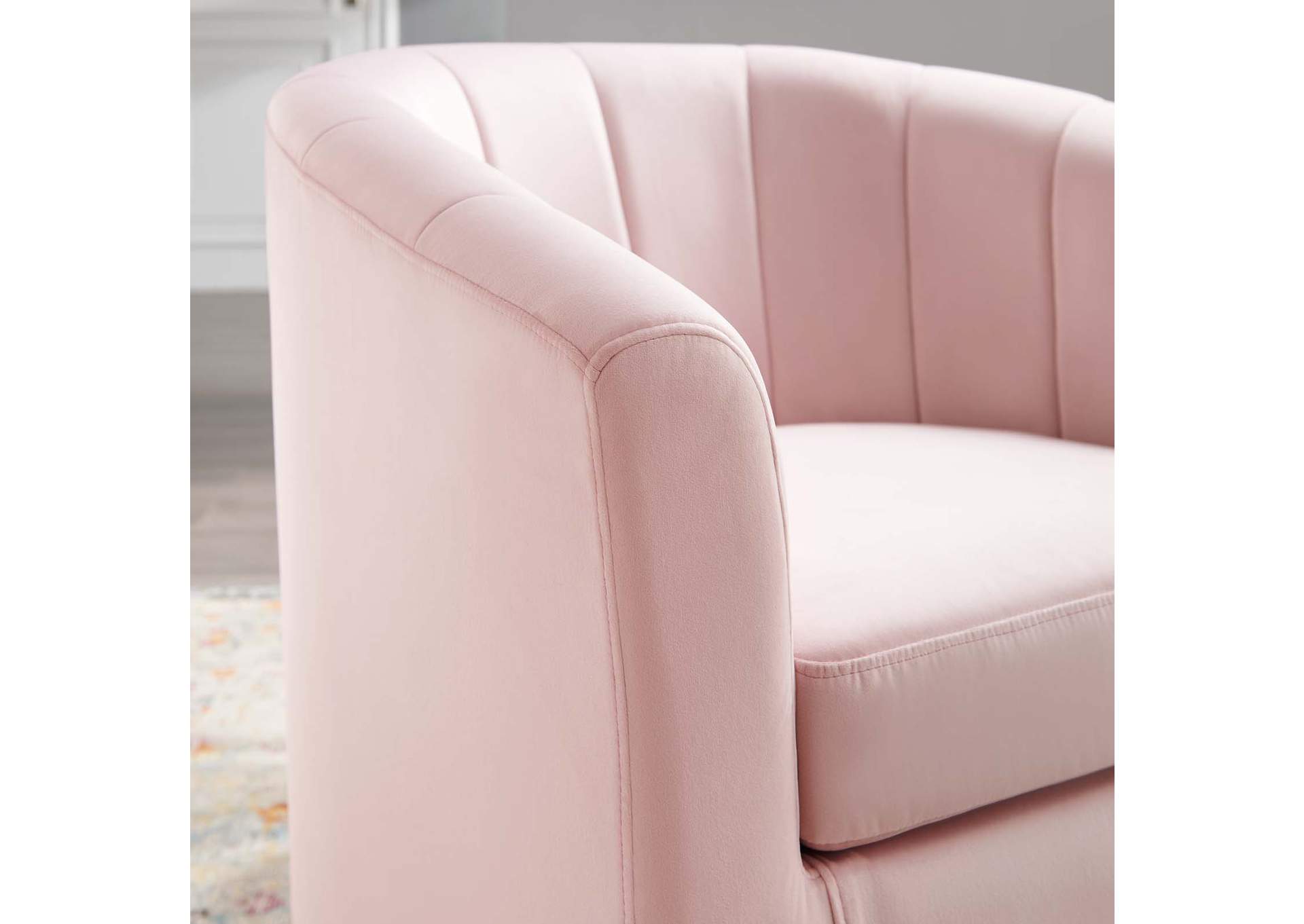 Pink Prospect Performance Velvet Swivel Arm Chair,Modway