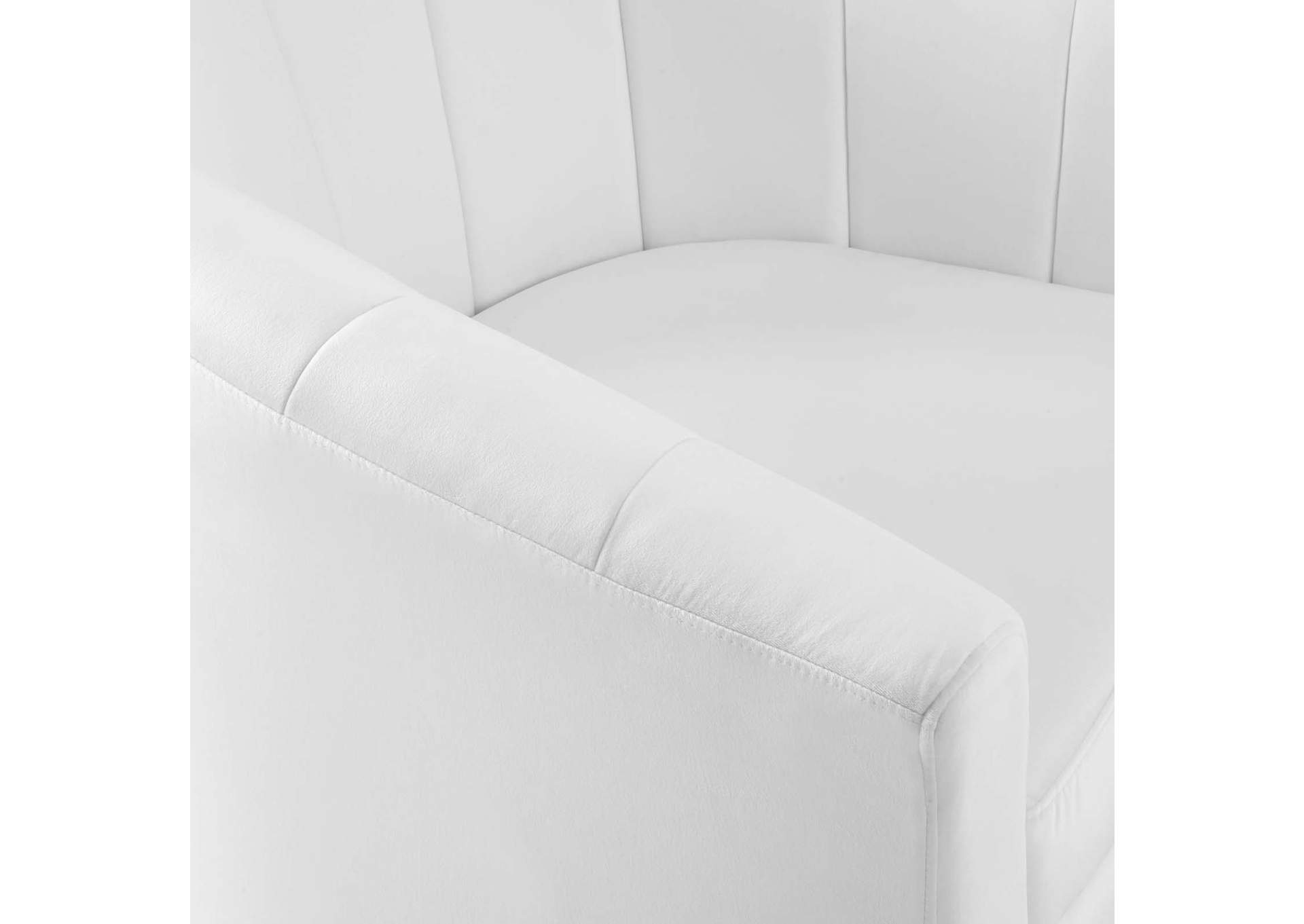 White Prospect Performance Velvet Swivel Arm Chair,Modway