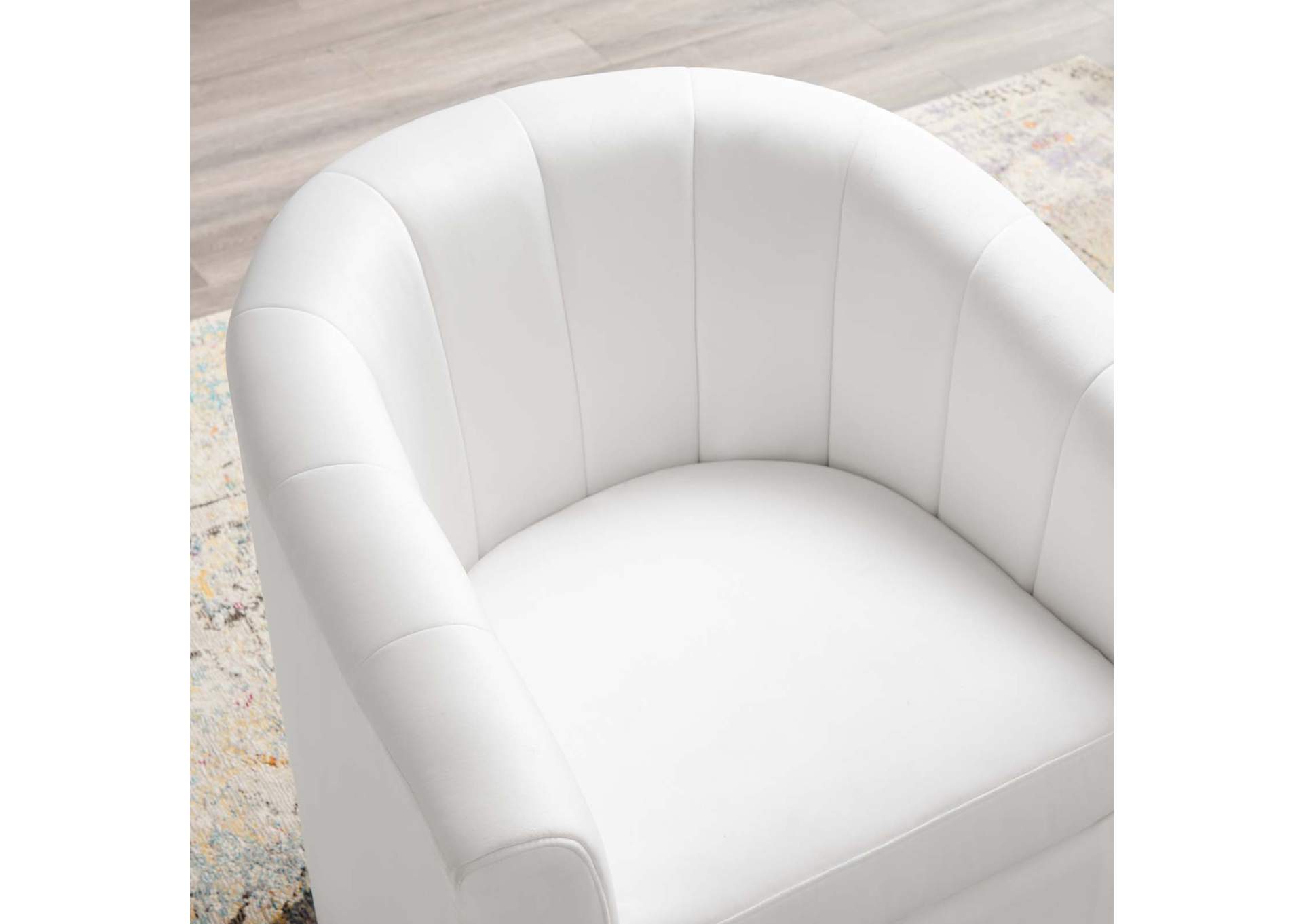 White Prospect Performance Velvet Swivel Arm Chair,Modway