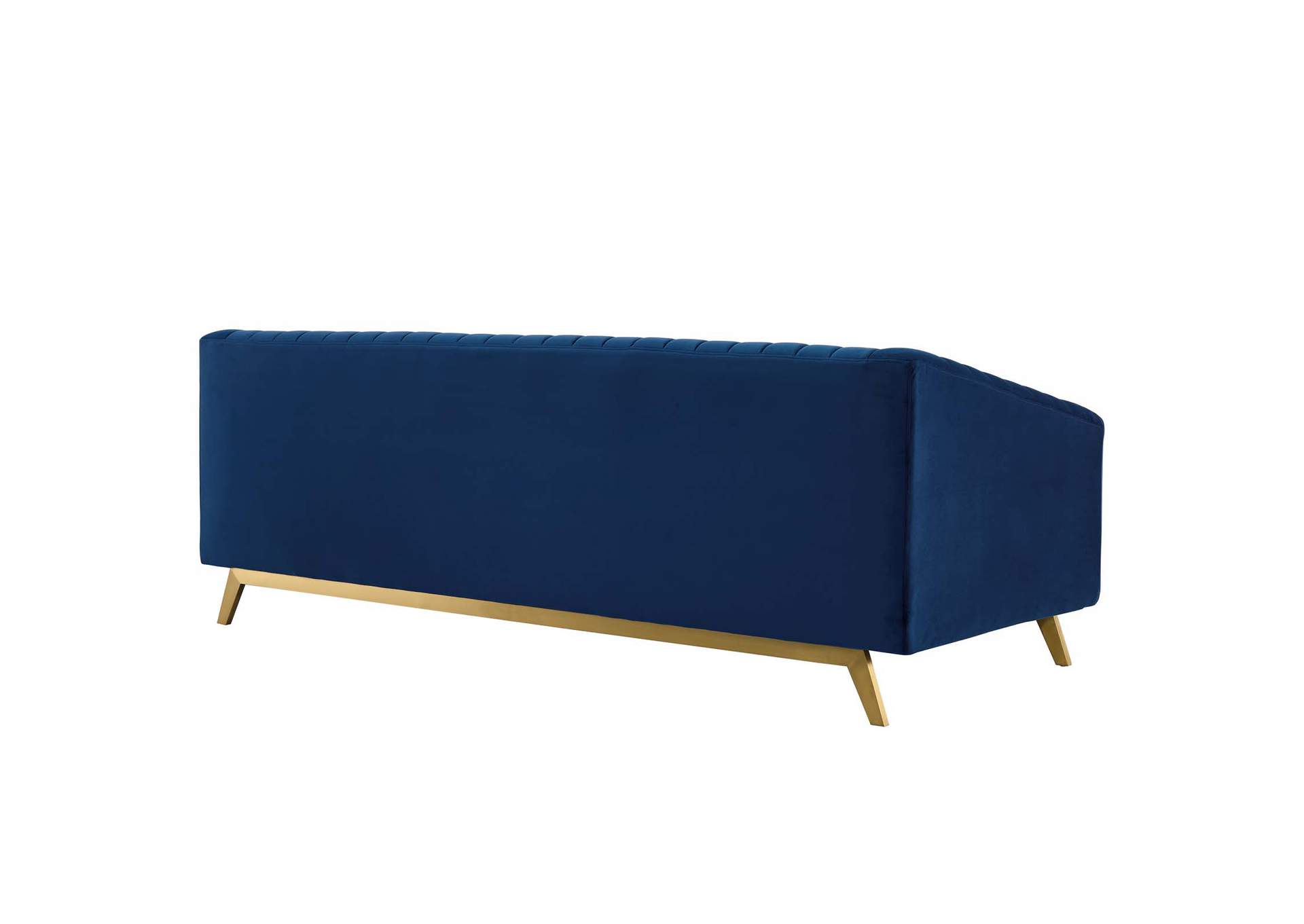 Navy Valiant Vertical Channel Tufted Performance Velvet Sofa and Armchair Set,Modway