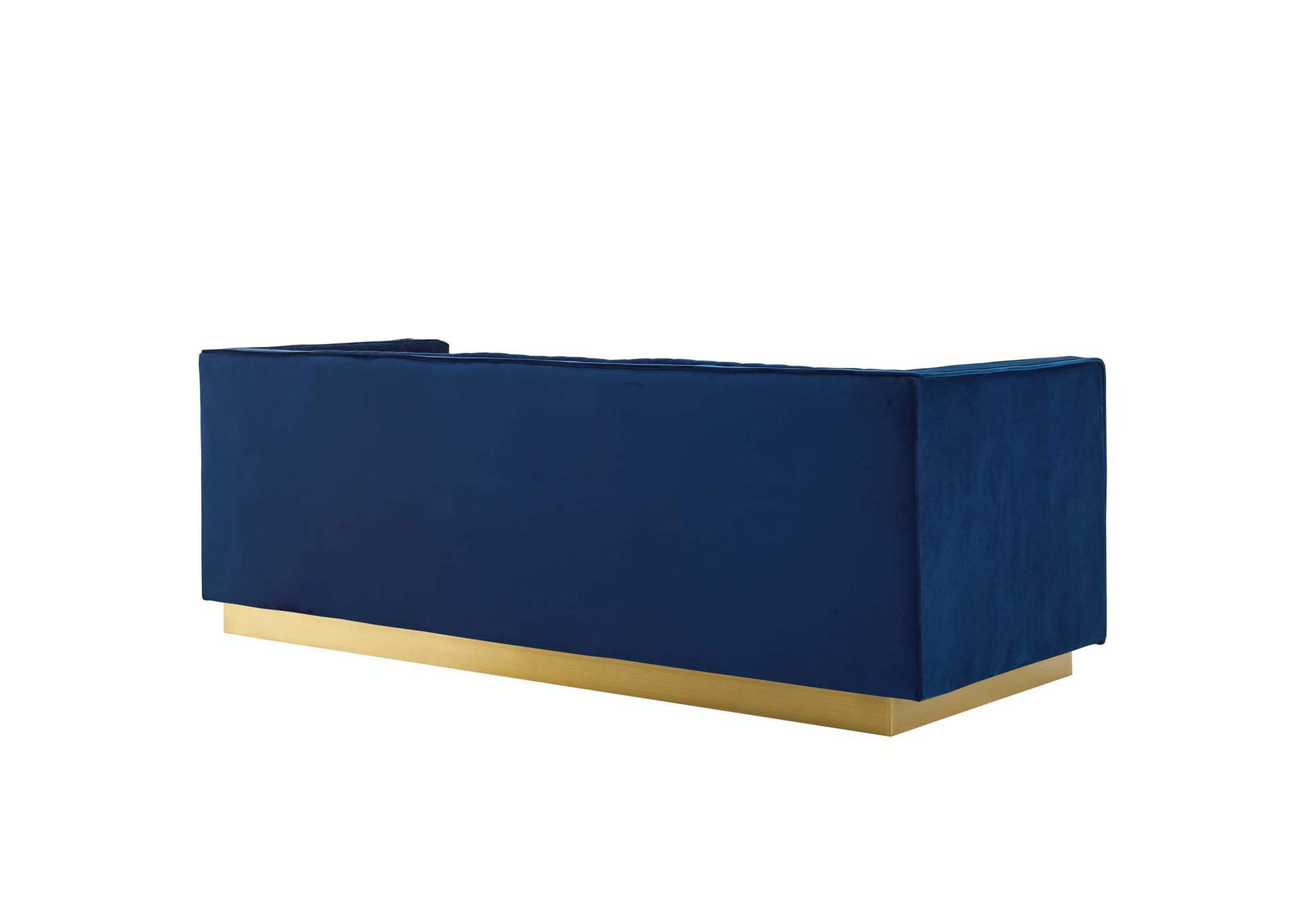 Navy Sanguine Vertical Channel Tufted Upholstered Performance Velvet Sofa and Armchair Set,Modway