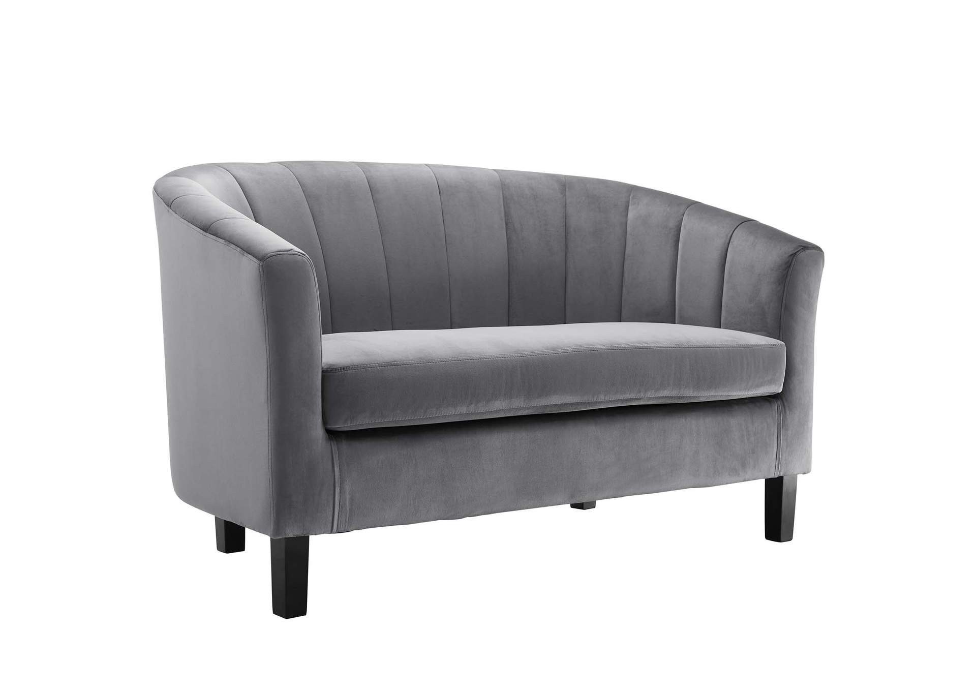 Gray Prospect Channel Tufted Performance Velvet Loveseat and Armchair Set,Modway