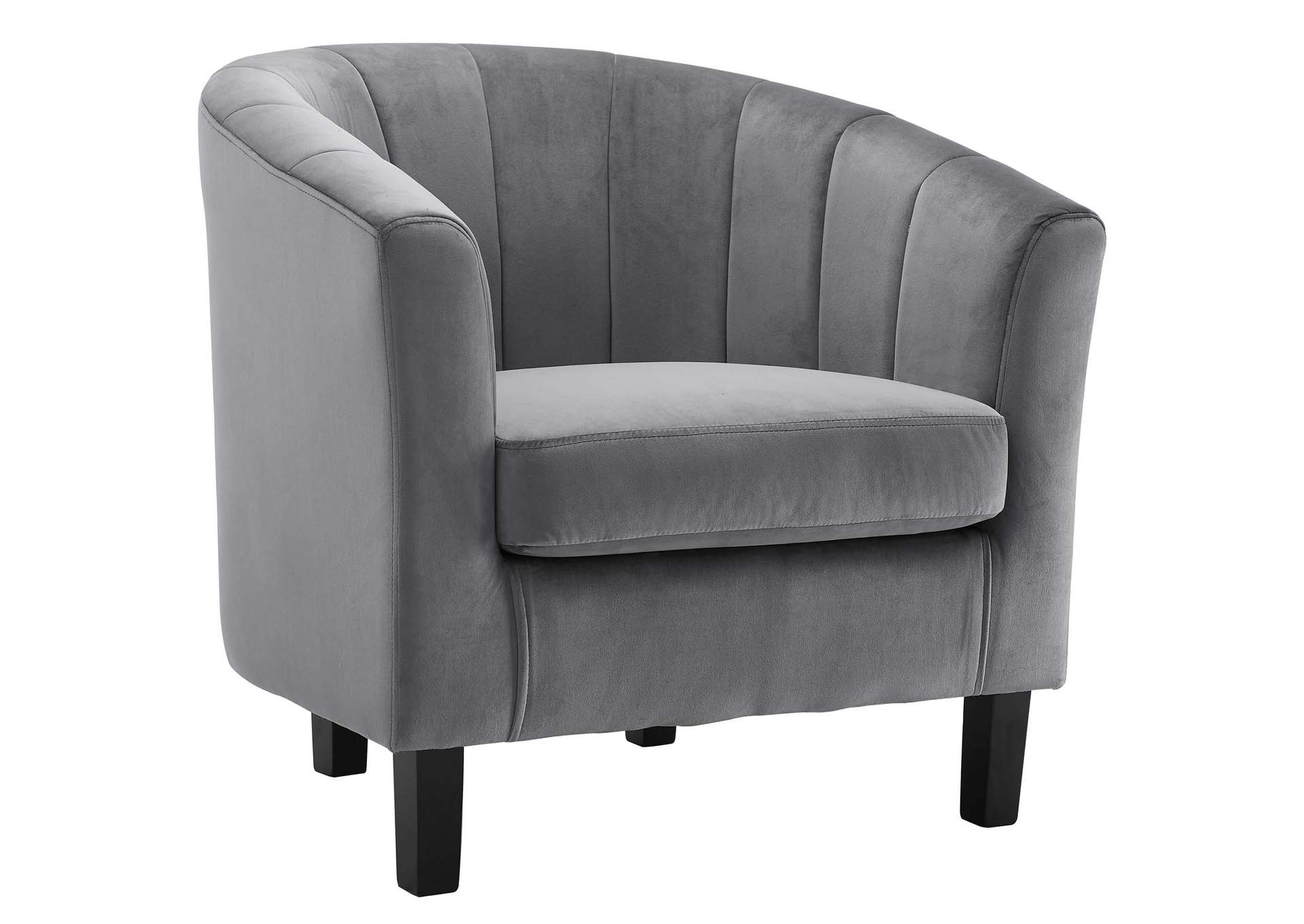 Gray Prospect Channel Tufted Performance Velvet Loveseat and Armchair Set,Modway