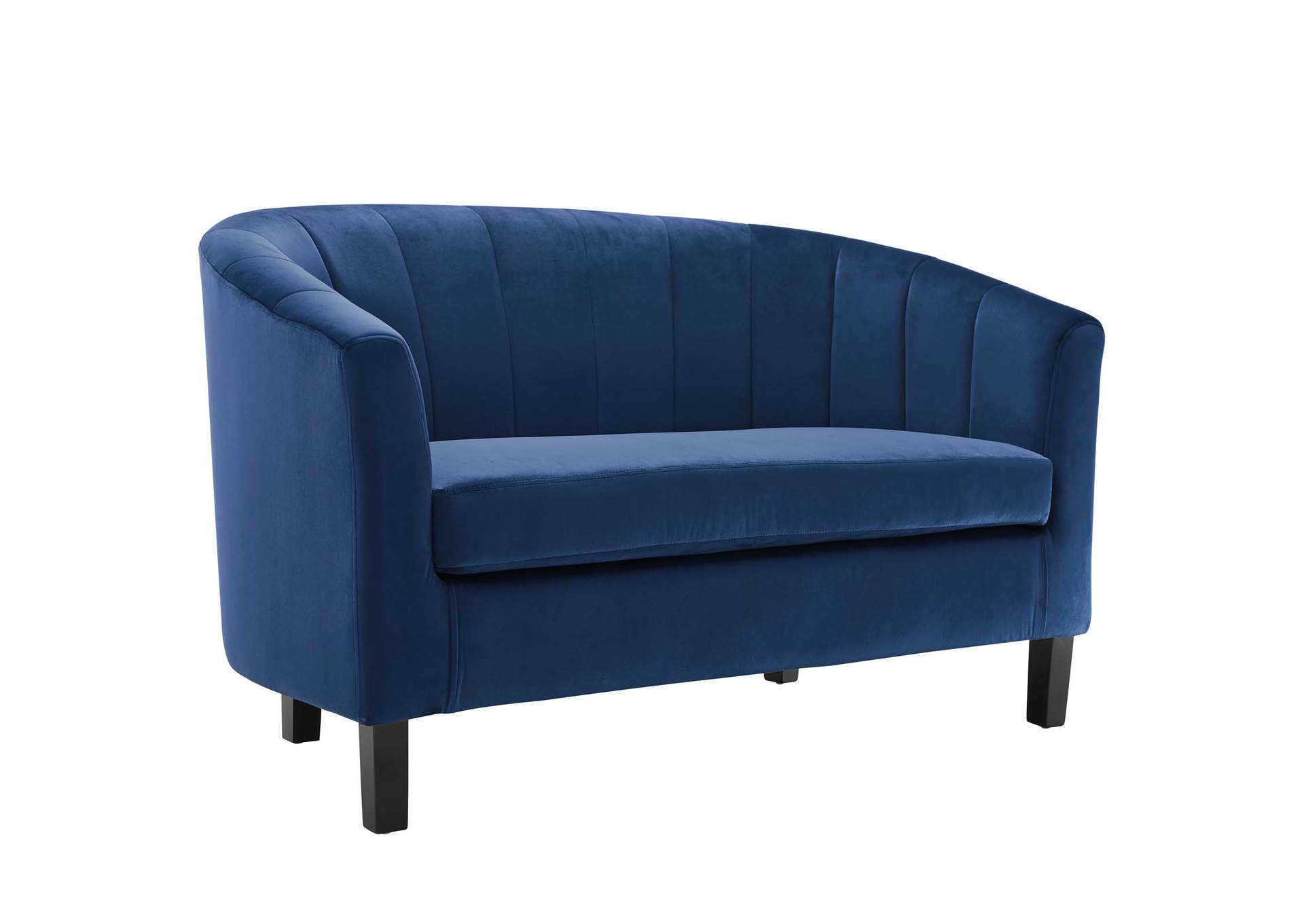 Navy Prospect Channel Tufted Performance Velvet Loveseat and Armchair Set,Modway