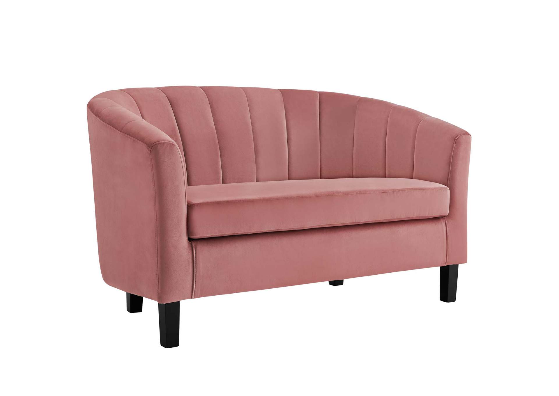 Dusty Rose Prospect Channel Tufted 3 Piece Performance Velvet Set,Modway