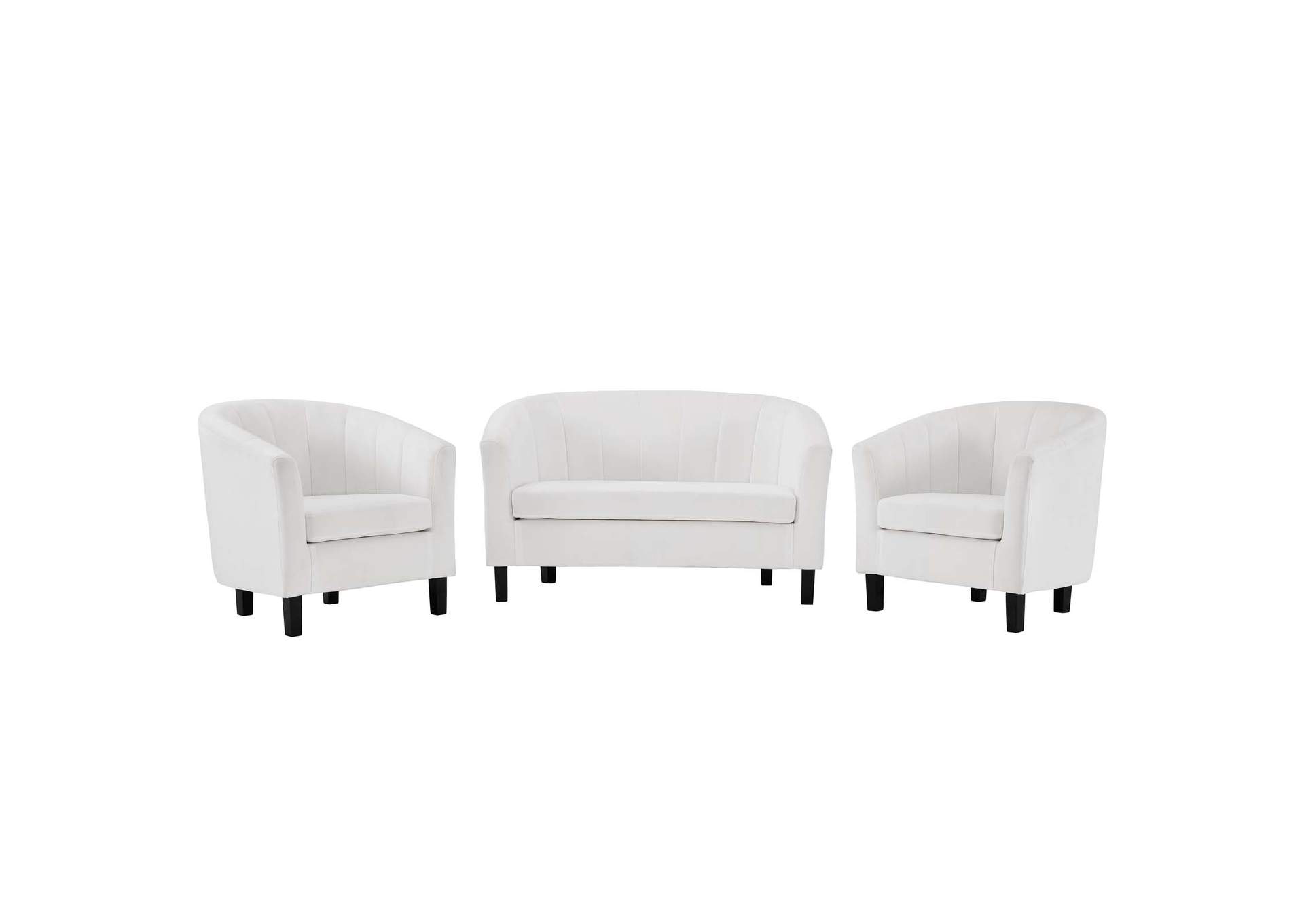 White Prospect Channel Tufted 3 Piece Performance Velvet Set,Modway