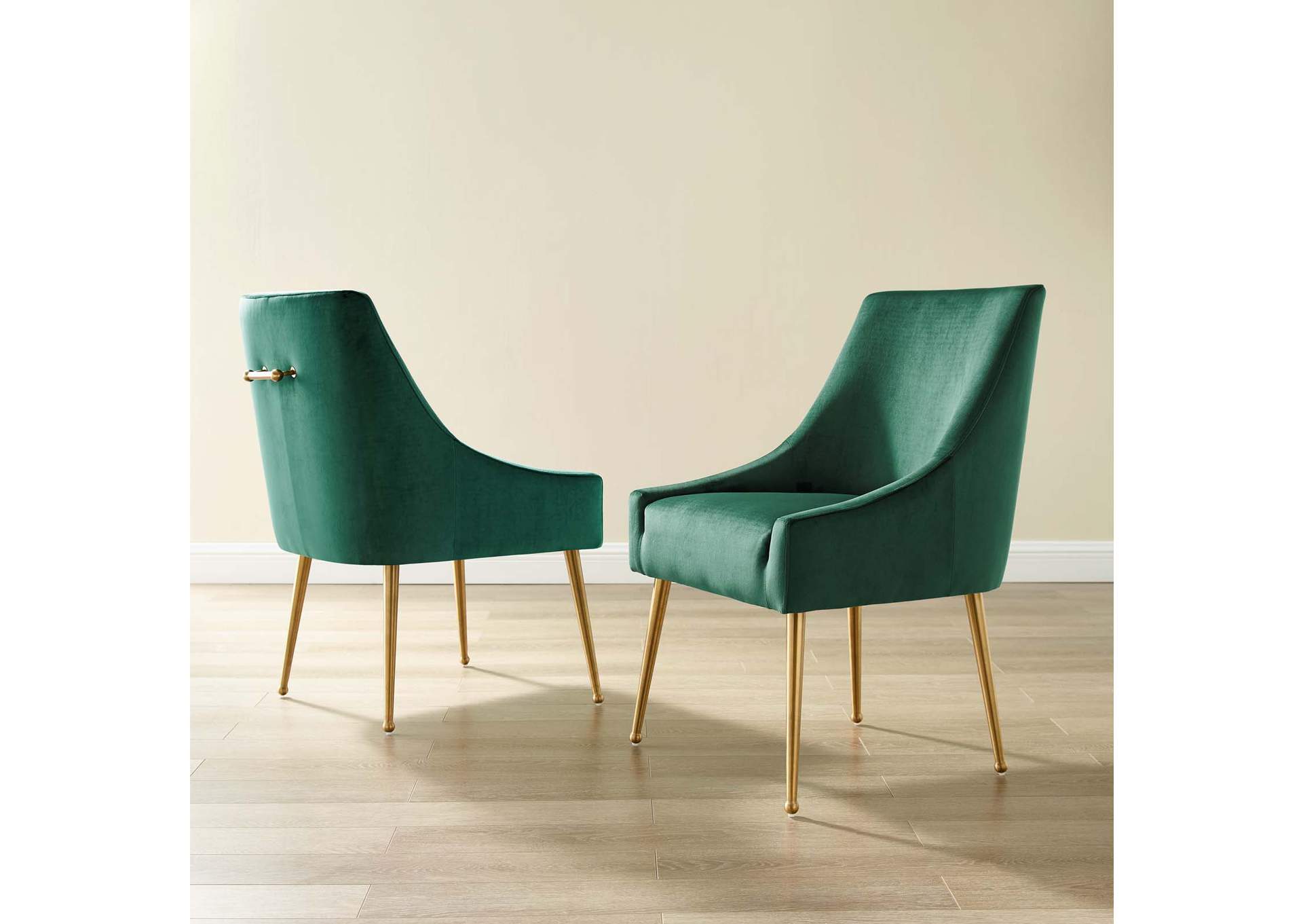 Green Discern Upholstered Performance Velvet Dining Chair [Set of 2],Modway