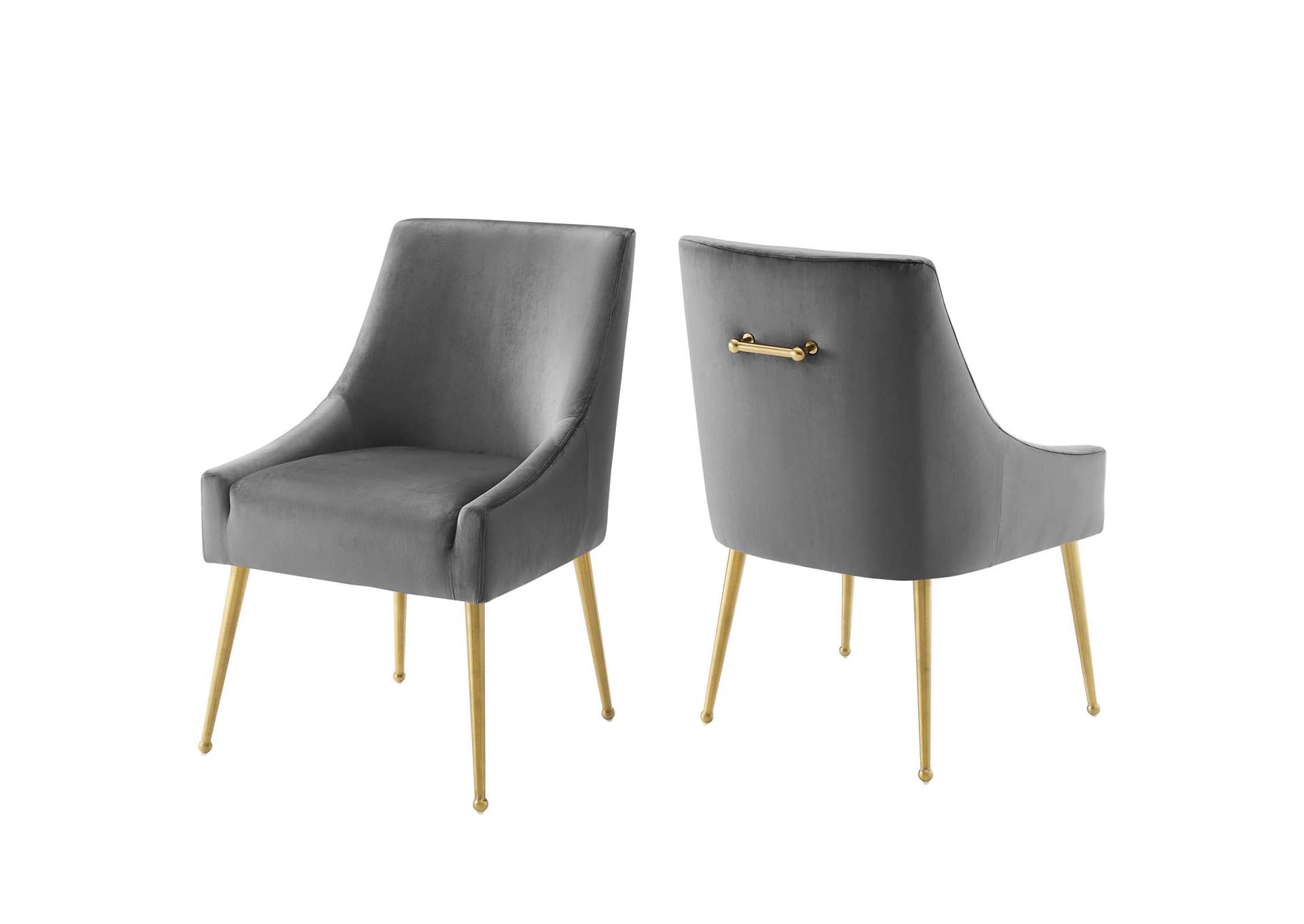 Gray Discern Upholstered Performance Velvet Dining Chair [Set of 2],Modway
