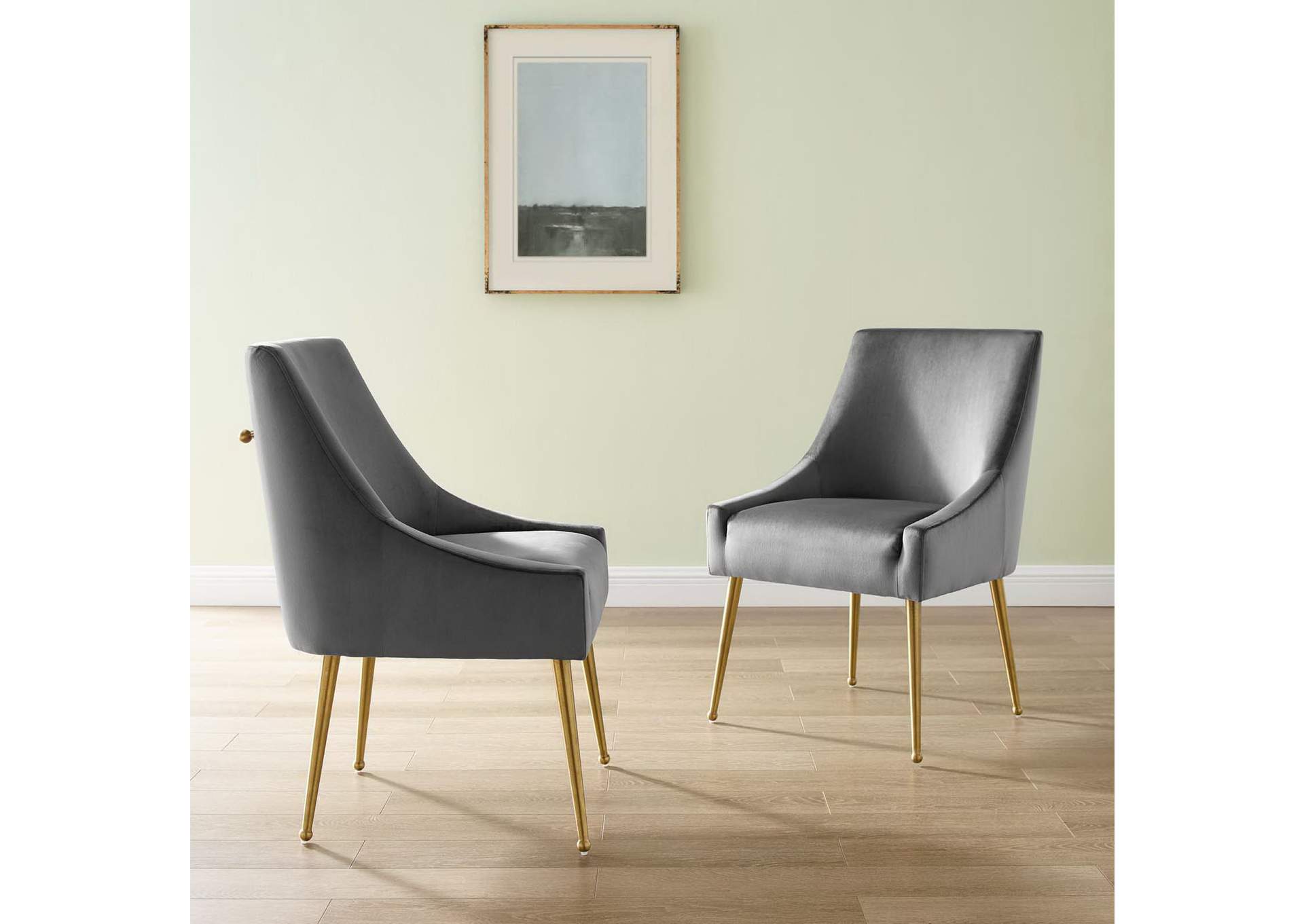 Gray Discern Upholstered Performance Velvet Dining Chair [Set of 2],Modway