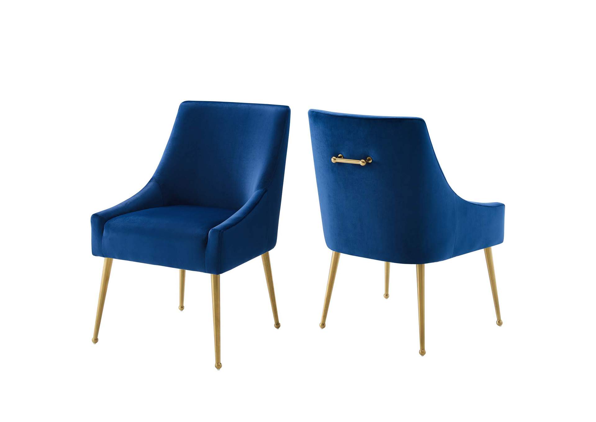 Navy Discern Upholstered Performance Velvet Dining Chair [Set of 2],Modway