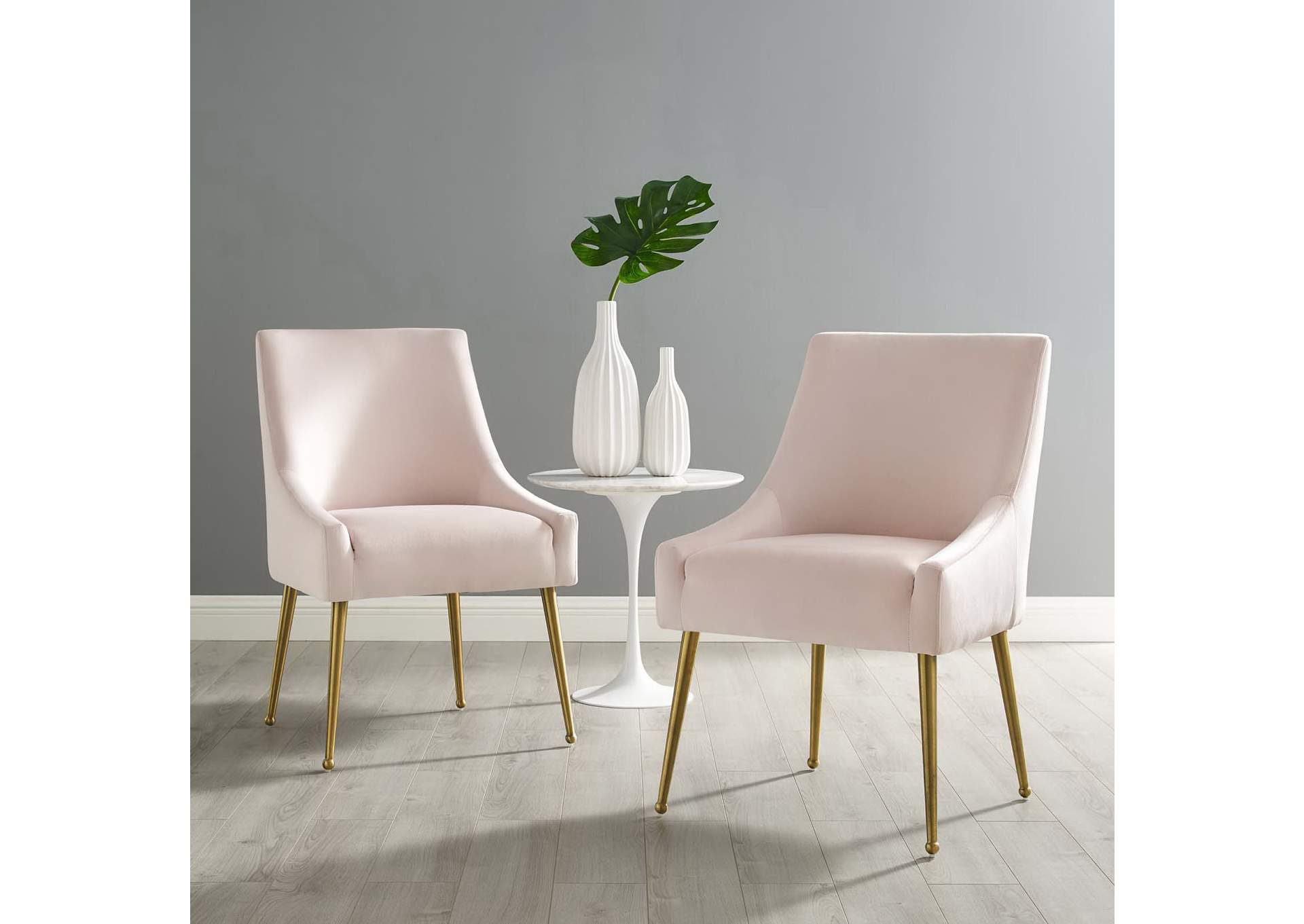 Pink Discern Upholstered Performance Velvet Dining Chair [Set of 2],Modway