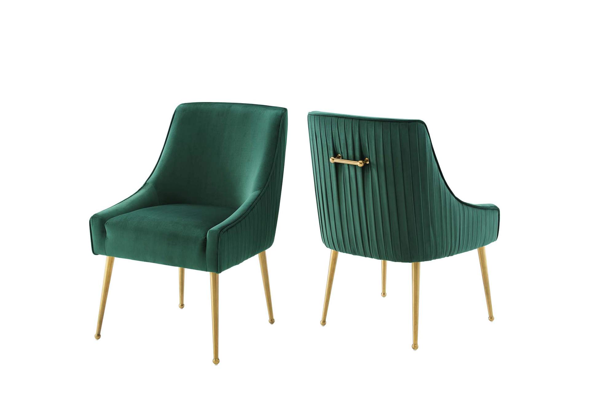 Green Discern Pleated Back Upholstered Performance Velvet Dining Chair [Set of 2],Modway