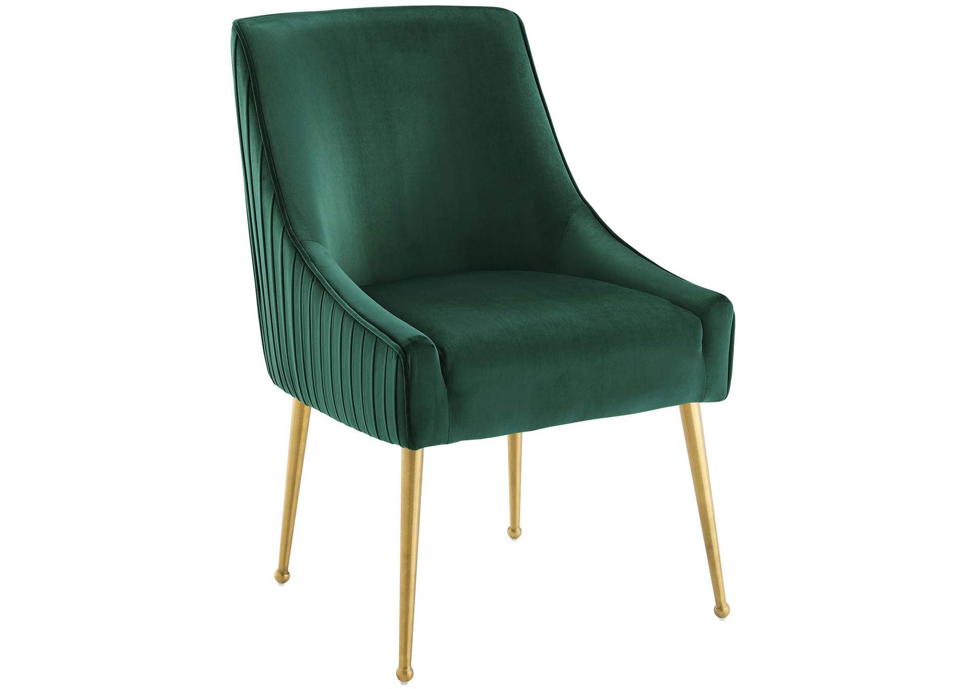 Green Discern Pleated Back Upholstered Performance Velvet Dining Chair [Set of 2],Modway