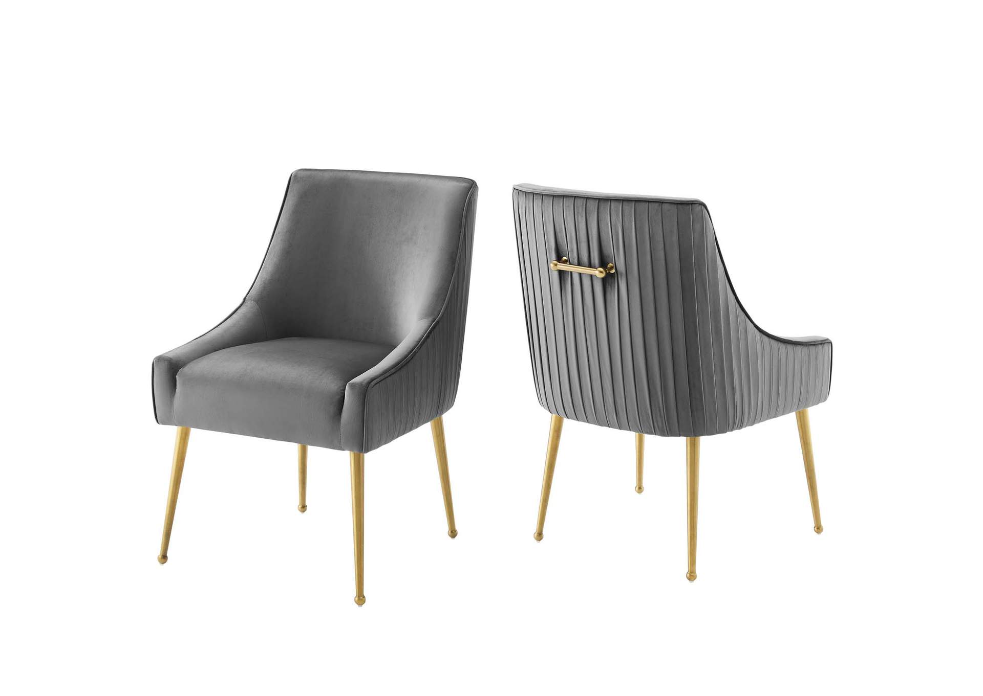 Gray Discern Pleated Back Upholstered Performance Velvet Dining Chair [Set of 2],Modway