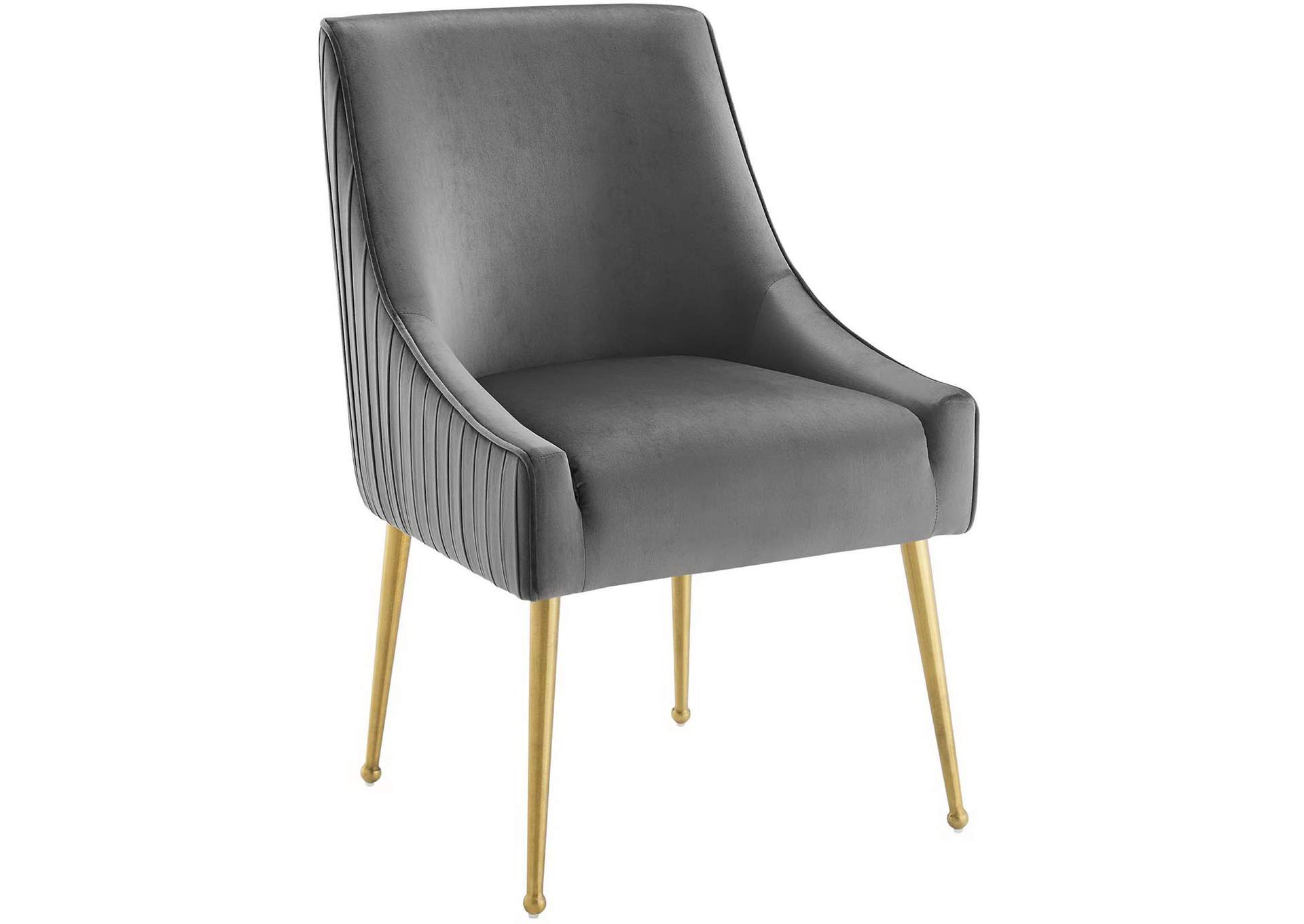 Gray Discern Pleated Back Upholstered Performance Velvet Dining Chair [Set of 2],Modway