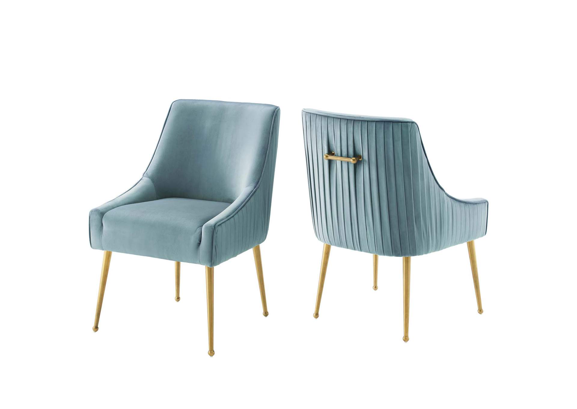 Light Blue Discern Pleated Back Upholstered Performance Velvet Dining Chair [Set of 2],Modway