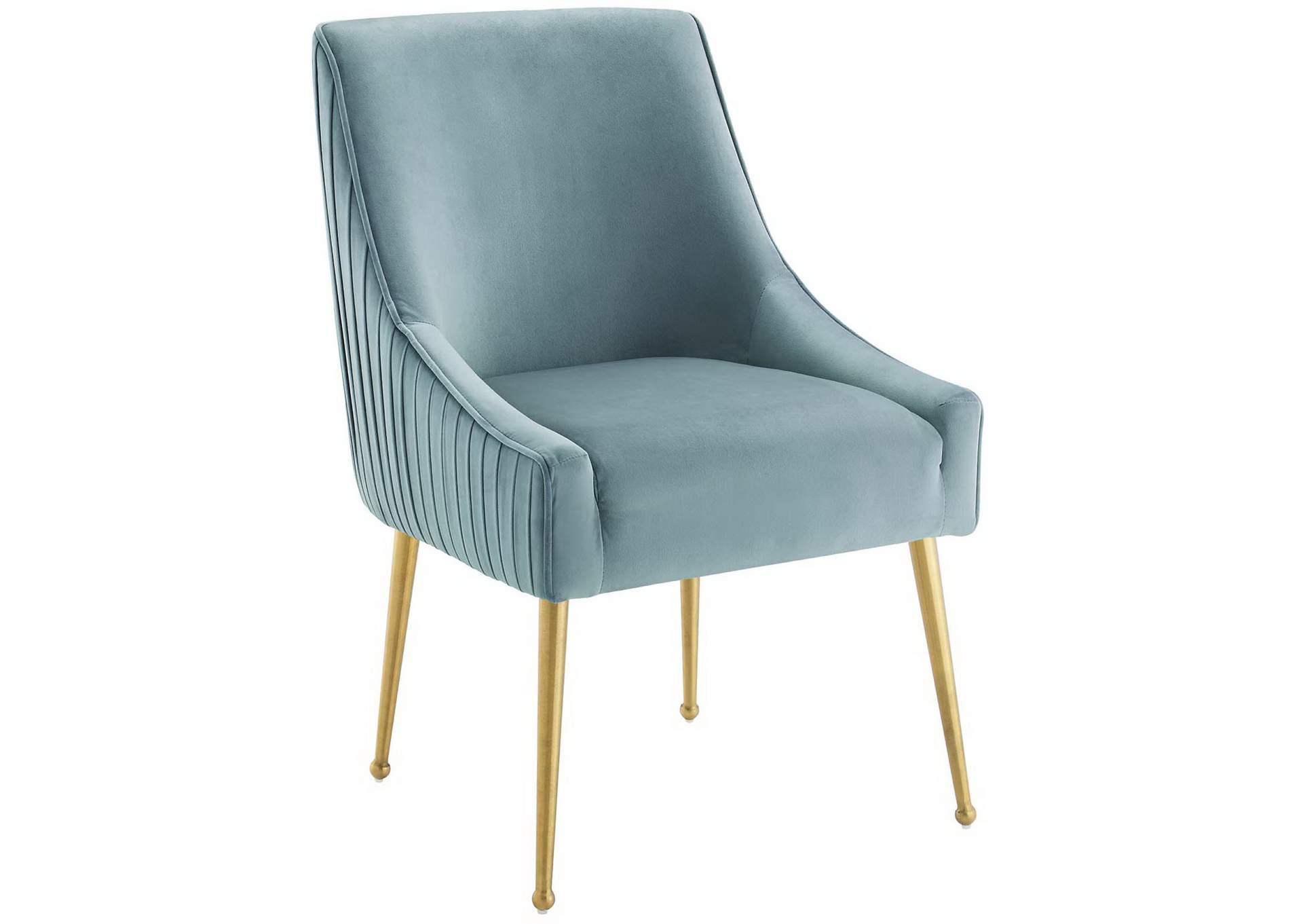 Light Blue Discern Pleated Back Upholstered Performance Velvet Dining Chair [Set of 2],Modway