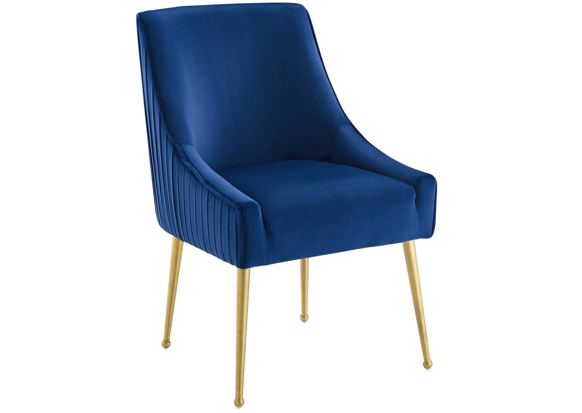 Navy Discern Pleated Back Upholstered Performance Velvet Dining Chair [Set of 2],Modway