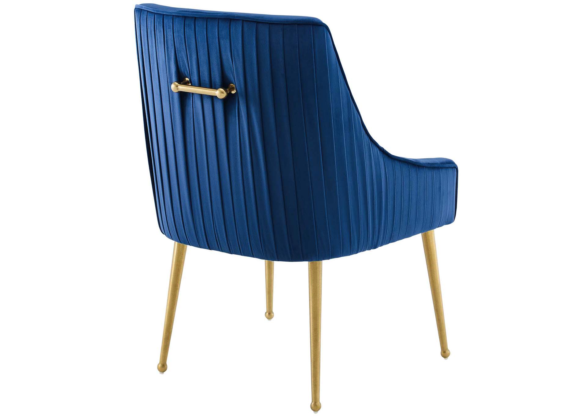 Navy Discern Pleated Back Upholstered Performance Velvet Dining Chair [Set of 2],Modway