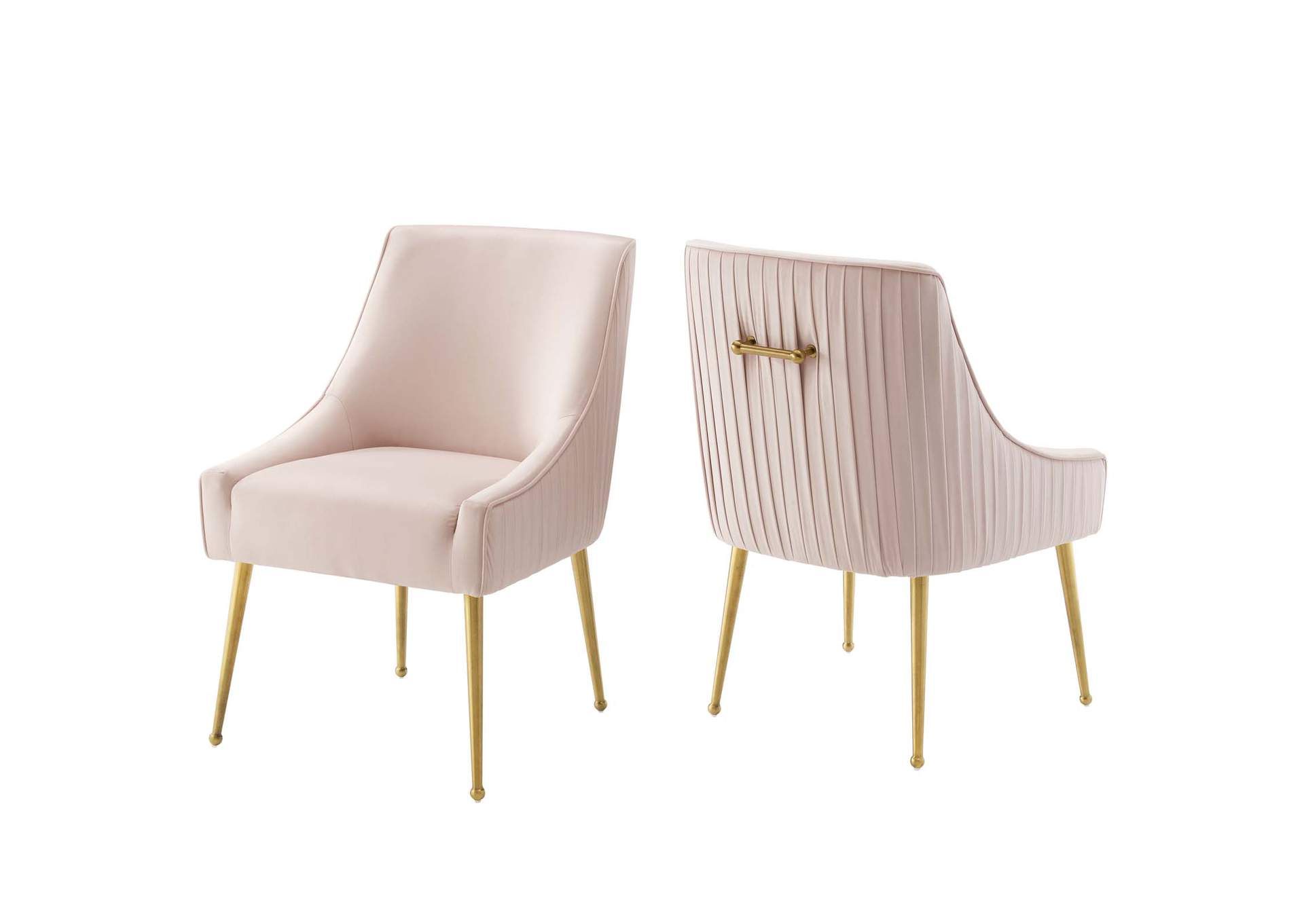 Pink Discern Pleated Back Upholstered Performance Velvet Dining Chair [Set of 2],Modway