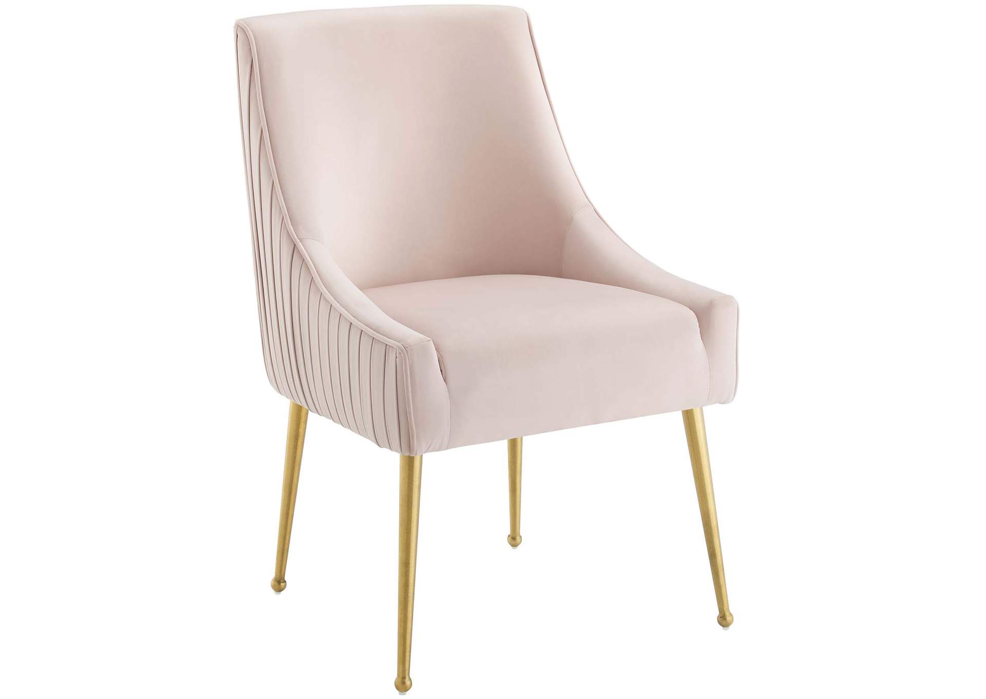 Pink Discern Pleated Back Upholstered Performance Velvet Dining Chair [Set of 2],Modway