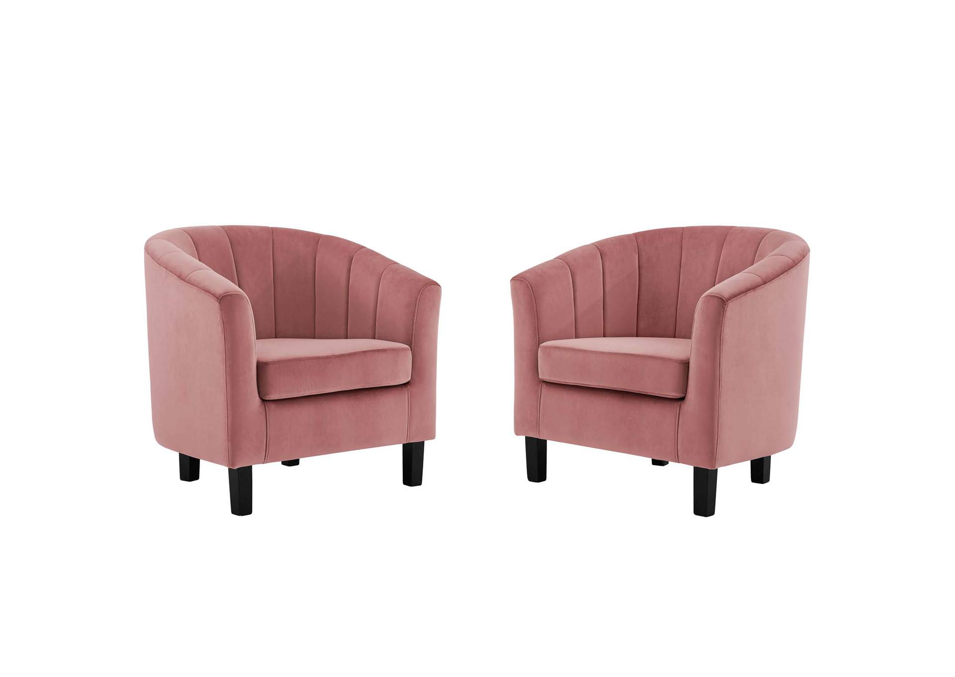 Dusty Rose Prospect Channel Tufted Performance Velvet Arm Chair [Set of 2],Modway