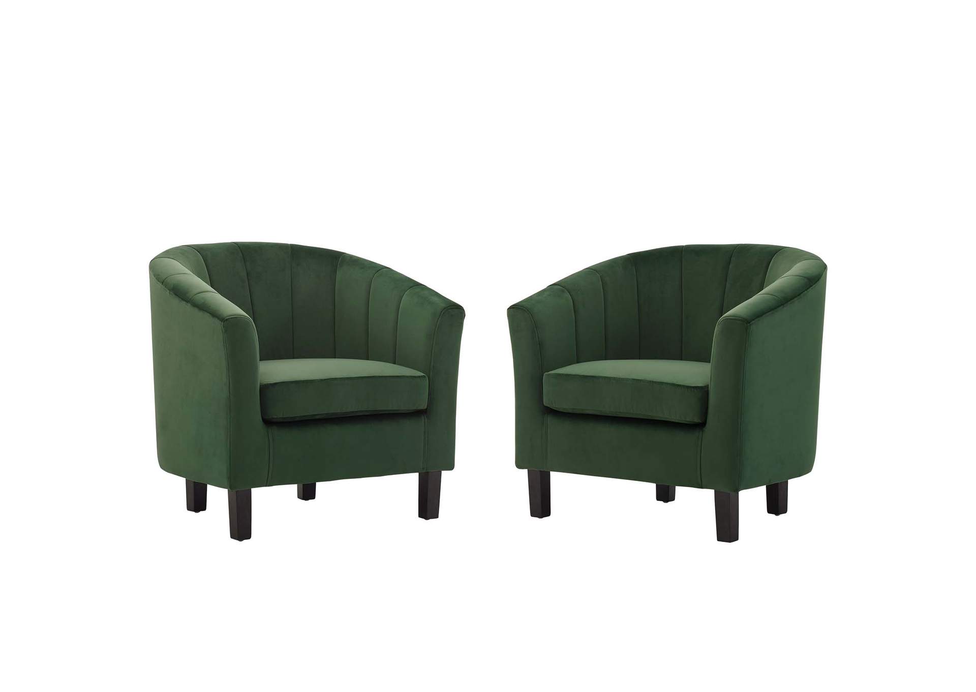 Emerald Prospect Channel Tufted Performance Velvet Arm Chair [Set of 2],Modway