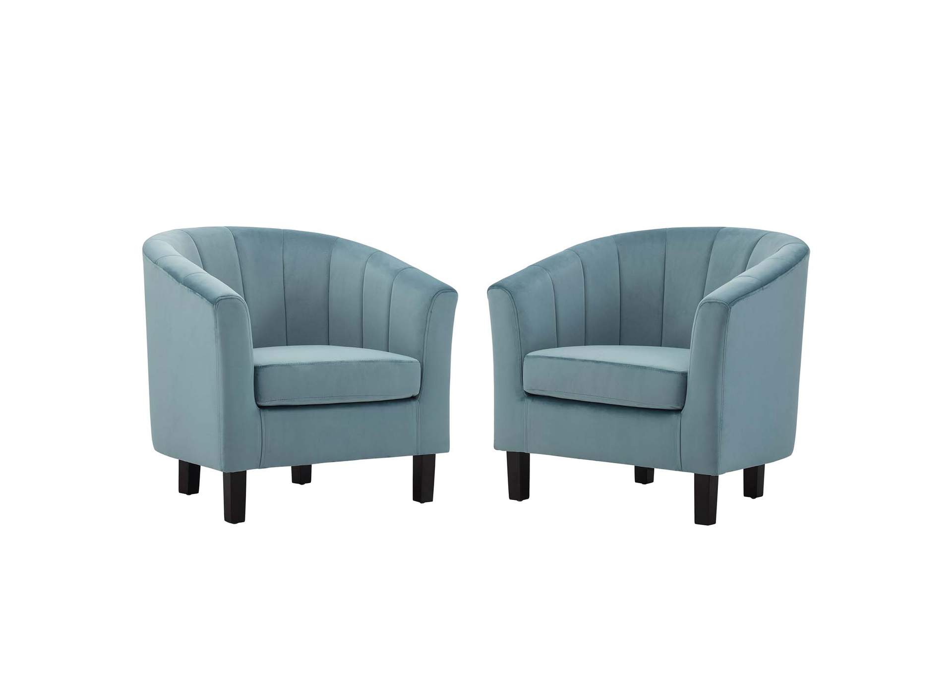 Light Blue Prospect Channel Tufted Performance Velvet Arm Chair [Set of 2],Modway