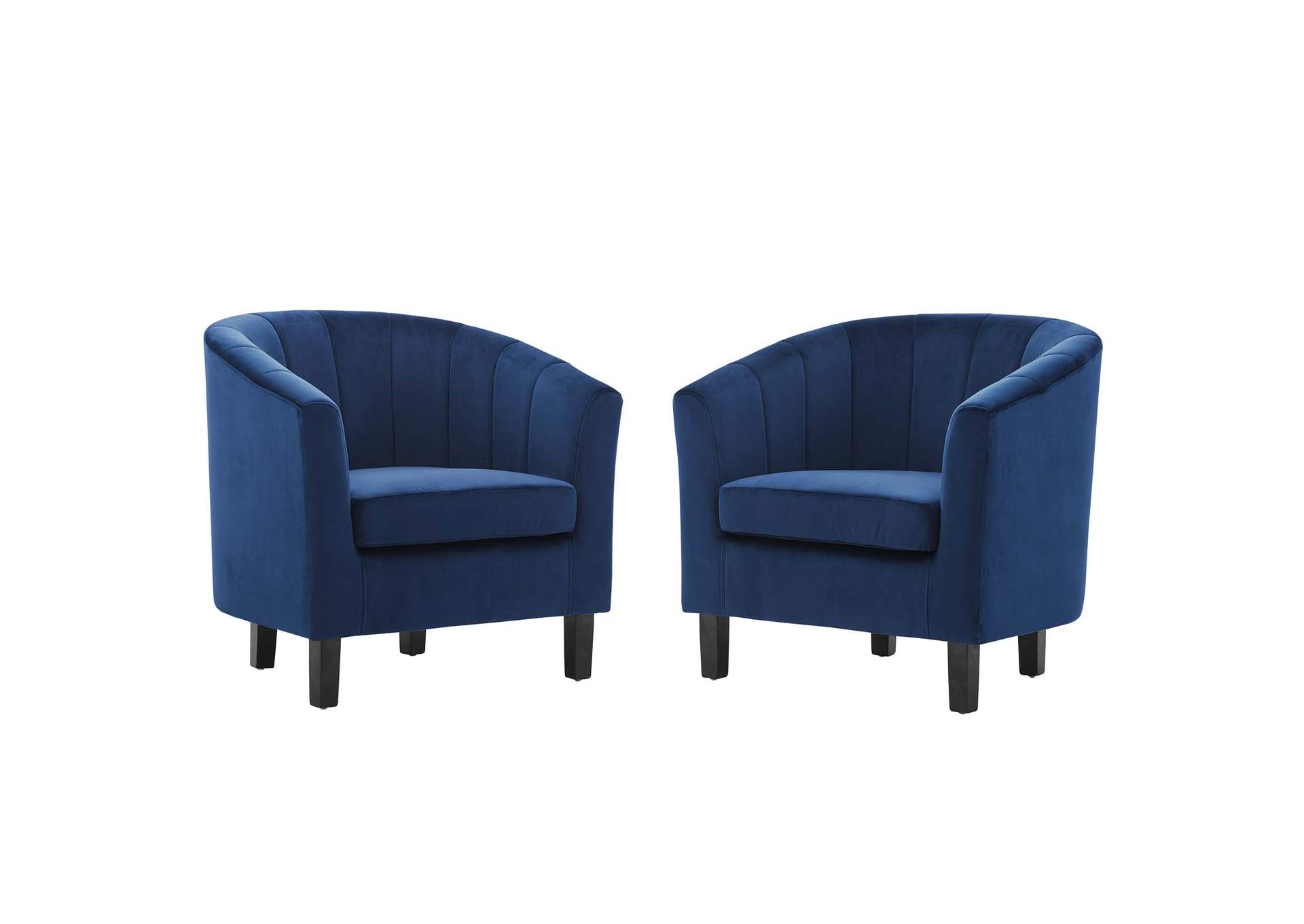 Navy Prospect Channel Tufted Performance Velvet Arm Chair [Set of 2],Modway