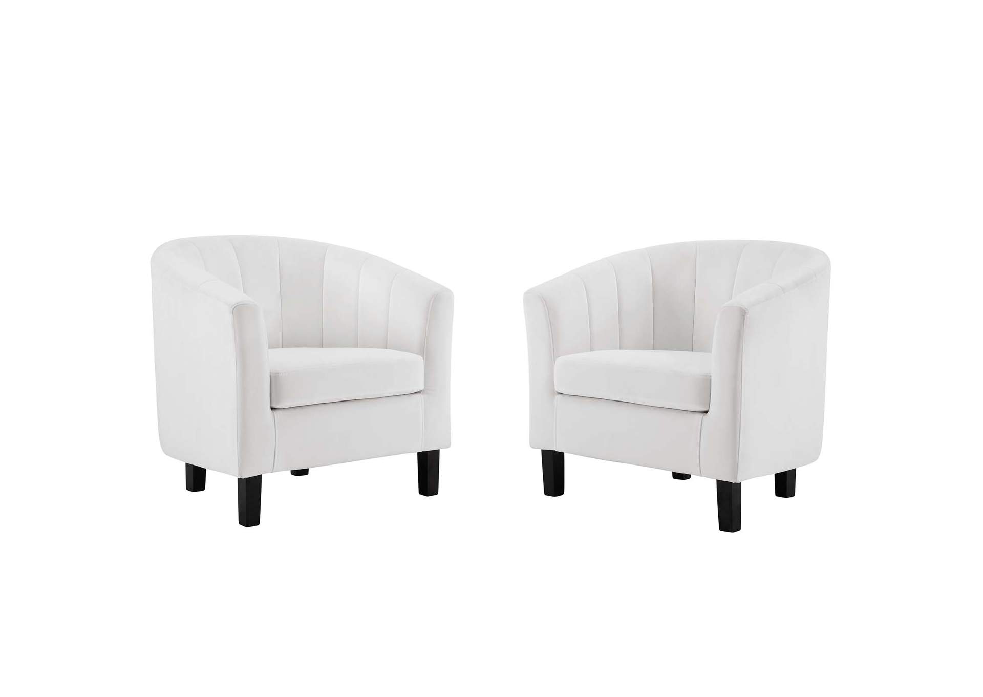 White Prospect Channel Tufted Performance Velvet Arm Chair [Set of 2],Modway