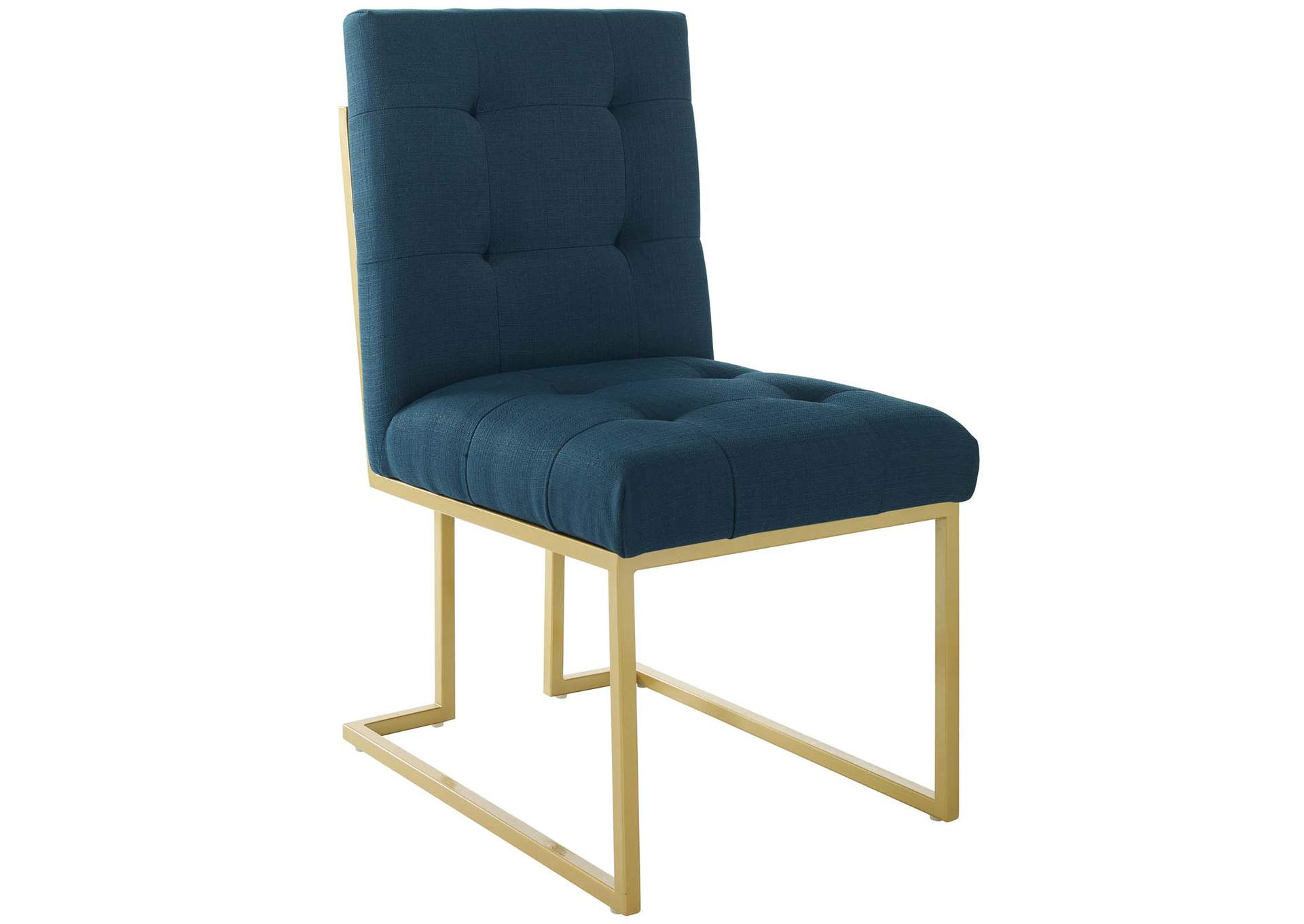 Gold Azure Privy Gold Stainless Steel Upholstered Fabric Dining Accent Chair [Set of 2],Modway