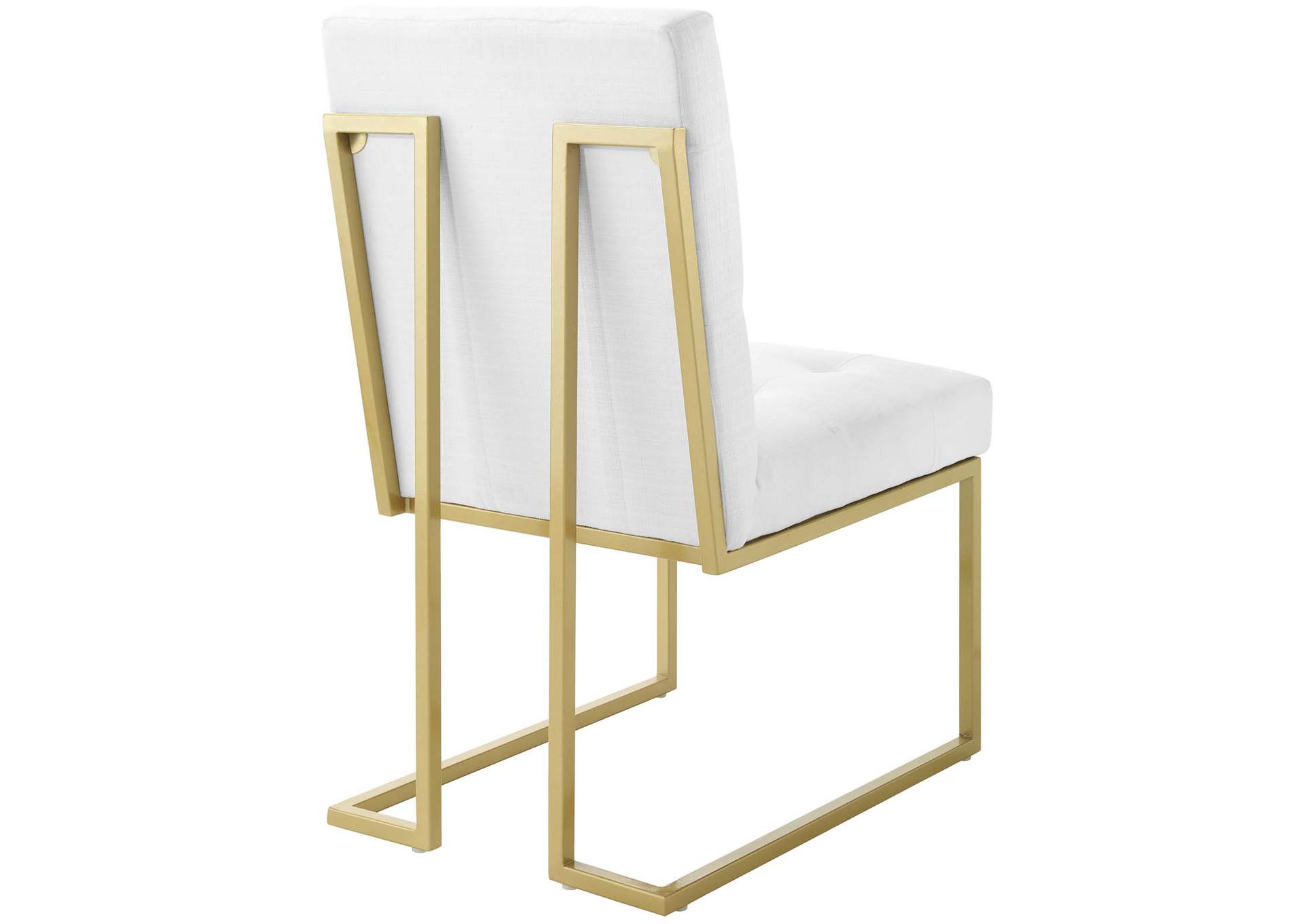 Gold White Privy Gold Stainless Steel Upholstered Fabric Dining Accent Chair [Set of 2],Modway