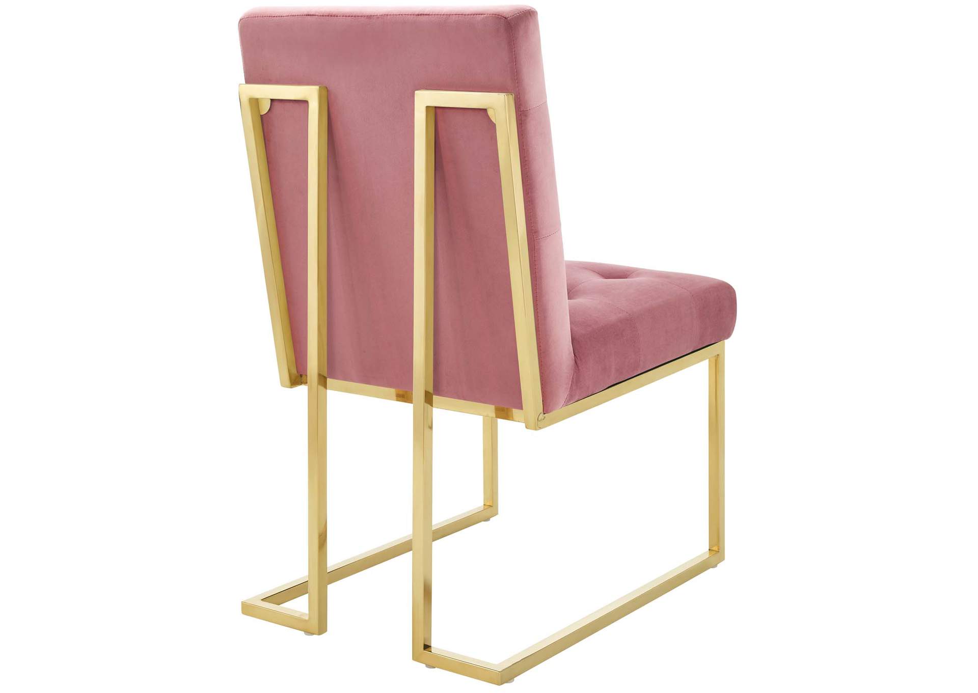 Gold Dusty Rose Privy Gold Stainless Steel Performance Velvet Dining Chair [Set of 2],Modway