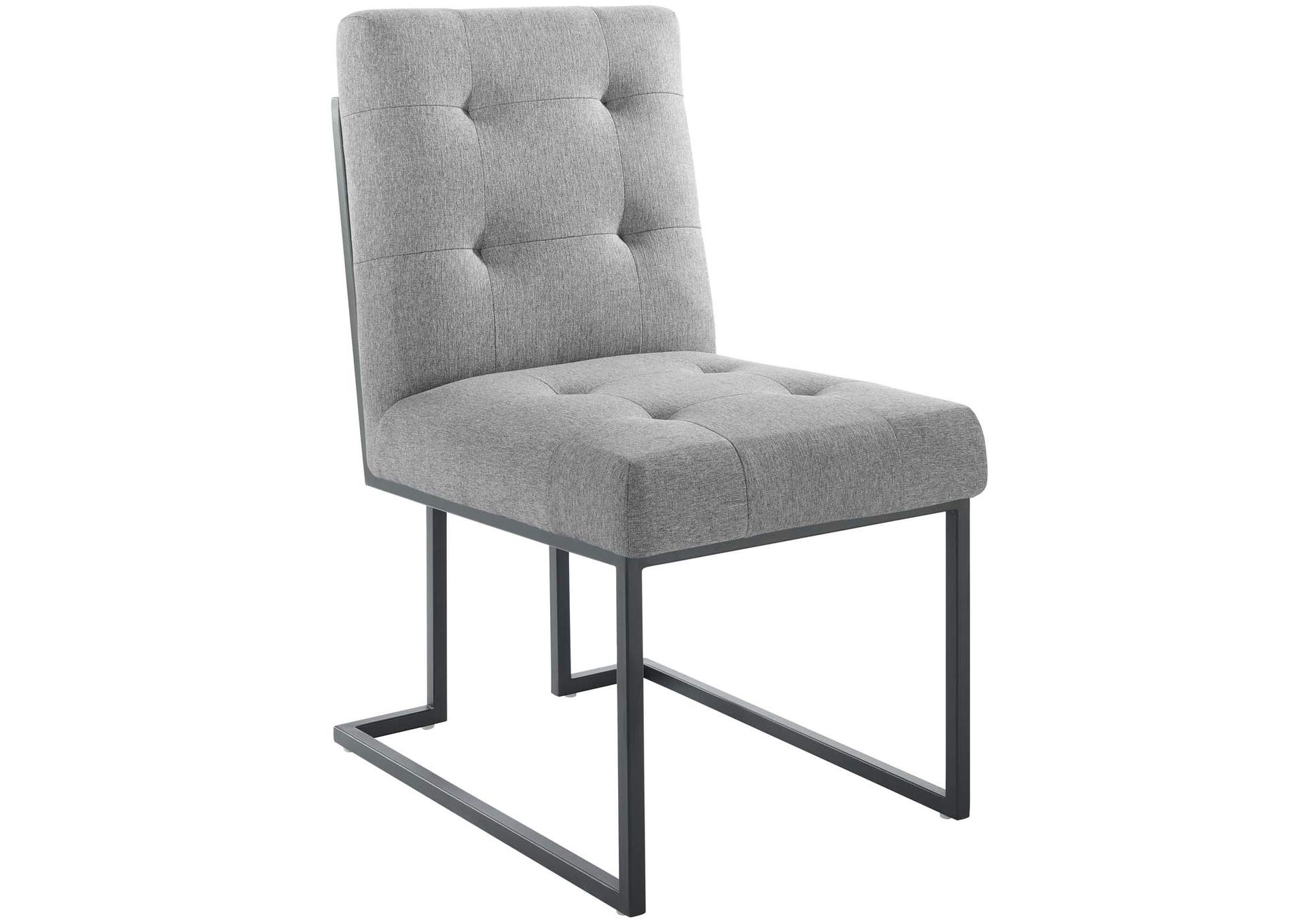 Black Light Gray Privy Black Stainless Steel Upholstered Fabric Dining Chair [Set of 2],Modway