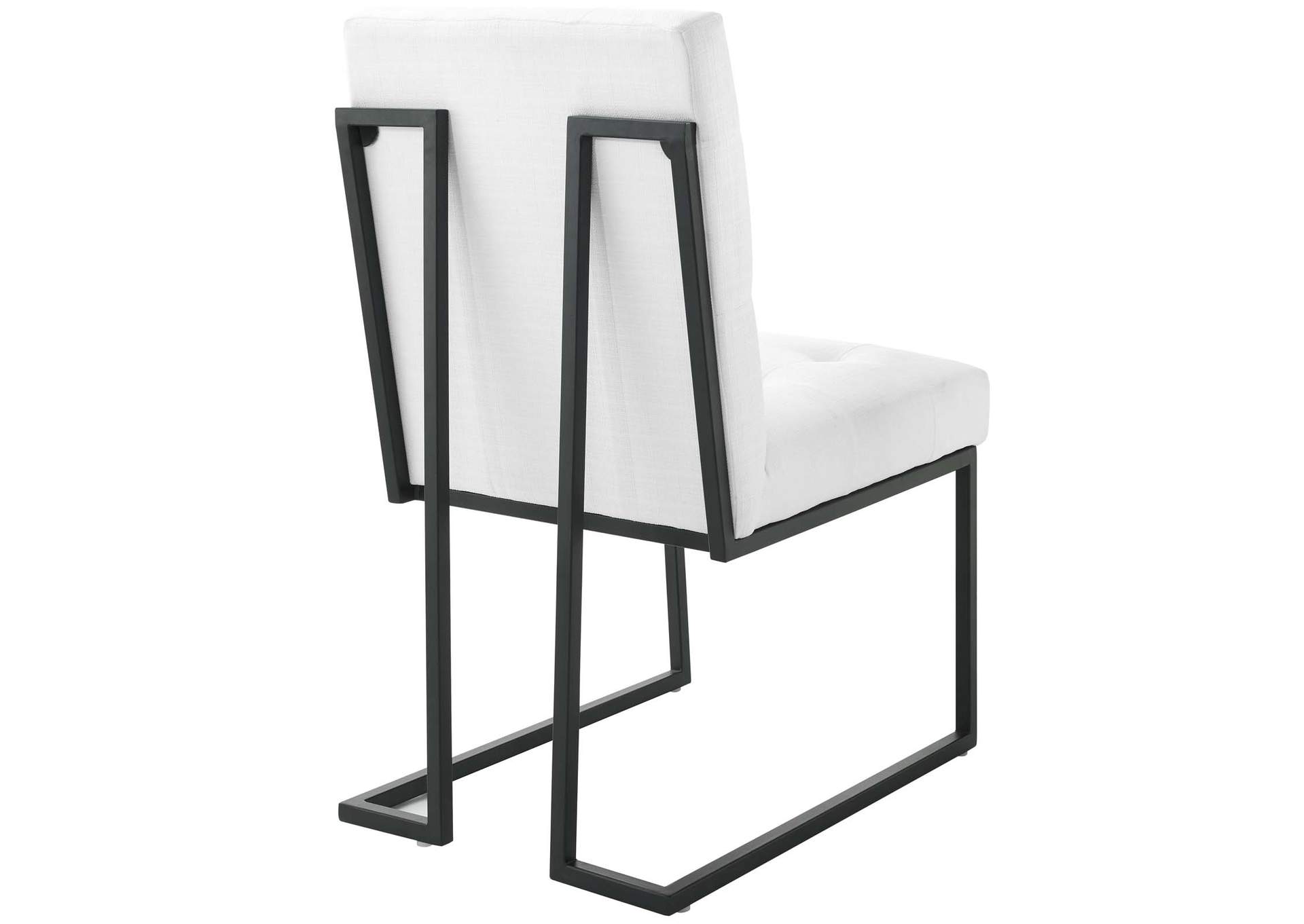 Black White Privy Black Stainless Steel Upholstered Fabric Dining Chair [Set of 2],Modway