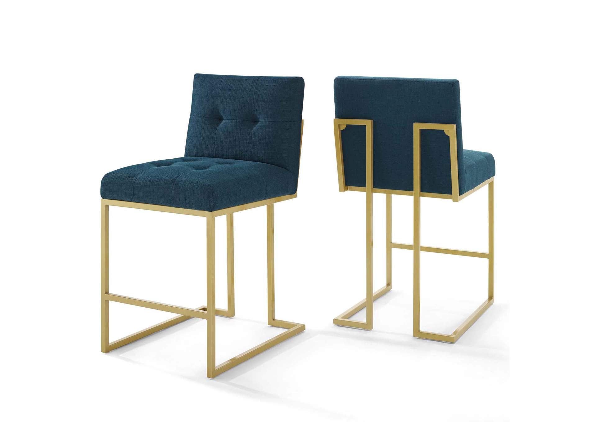 Gold Azure Privy Gold Stainless Steel Upholstered Fabric Counter Stool [Set of 2],Modway