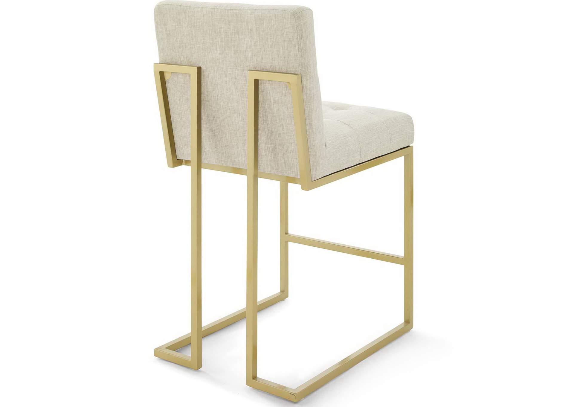 Gold Beige Privy Gold Stainless Steel Upholstered Fabric Counter Stool [Set of 2],Modway
