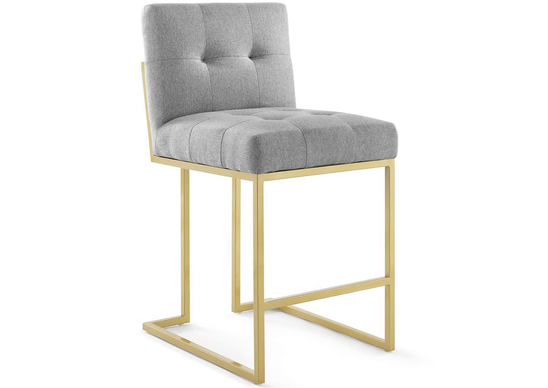 Gold Light Gray Privy Gold Stainless Steel Upholstered Fabric Counter Stool [Set of 2],Modway
