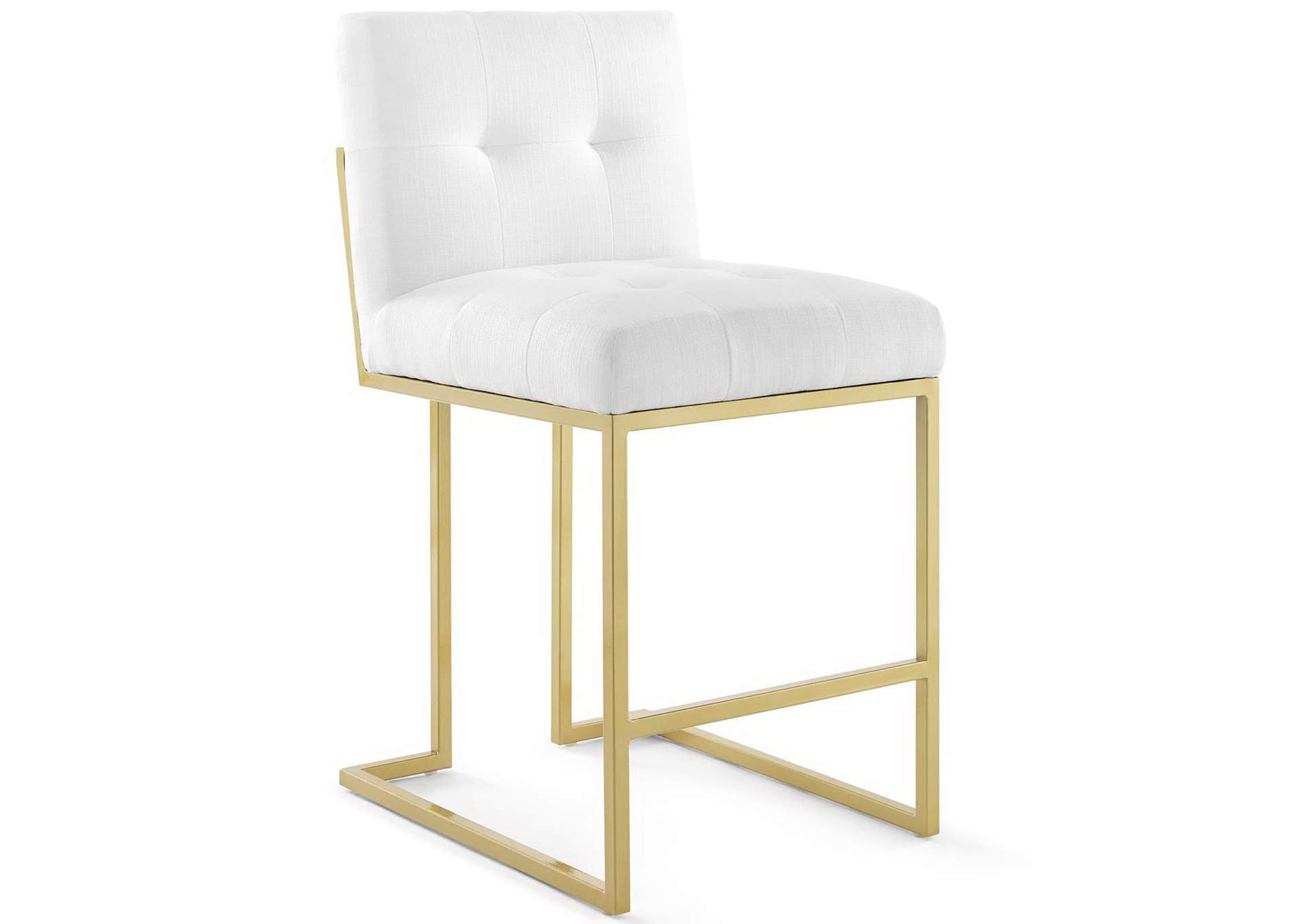 Gold White Privy Gold Stainless Steel Upholstered Fabric Counter Stool [Set of 2],Modway