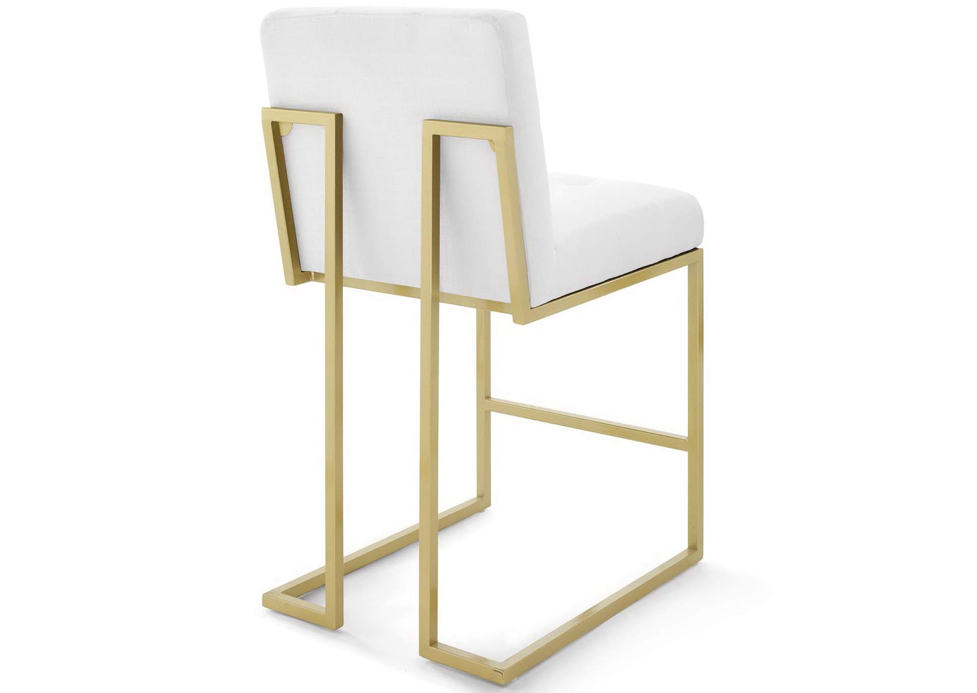 Gold White Privy Gold Stainless Steel Upholstered Fabric Counter Stool [Set of 2],Modway