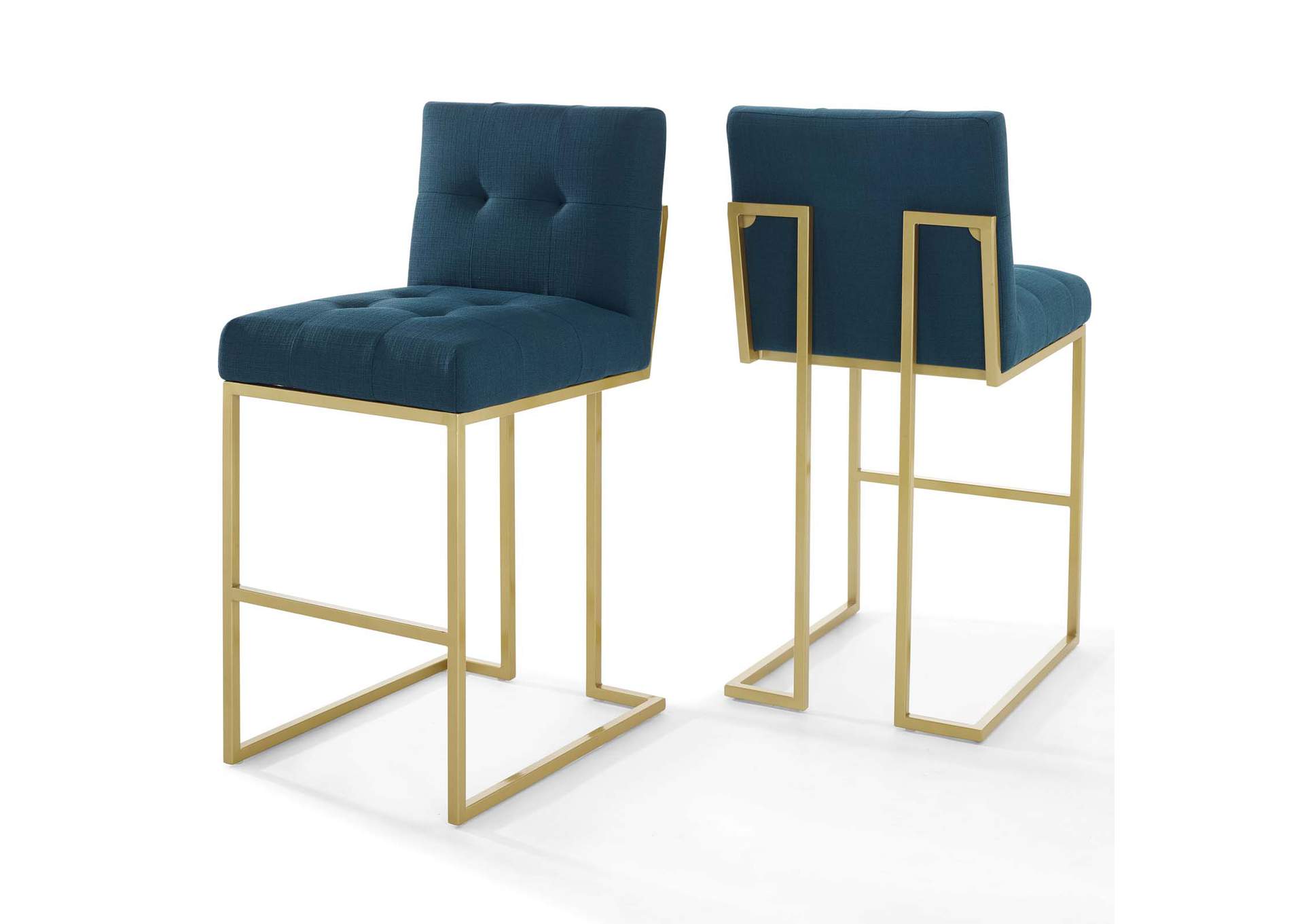 Gold Azure Privy Gold Stainless Steel Performance Velvet Bar Stool [Set of 2],Modway