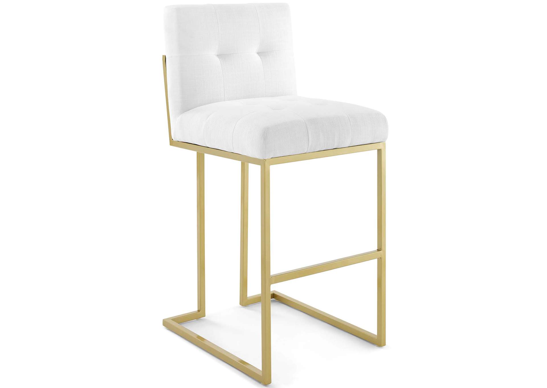 Gold White Privy Gold Stainless Steel Performance Velvet Bar Stool [Set of 2],Modway