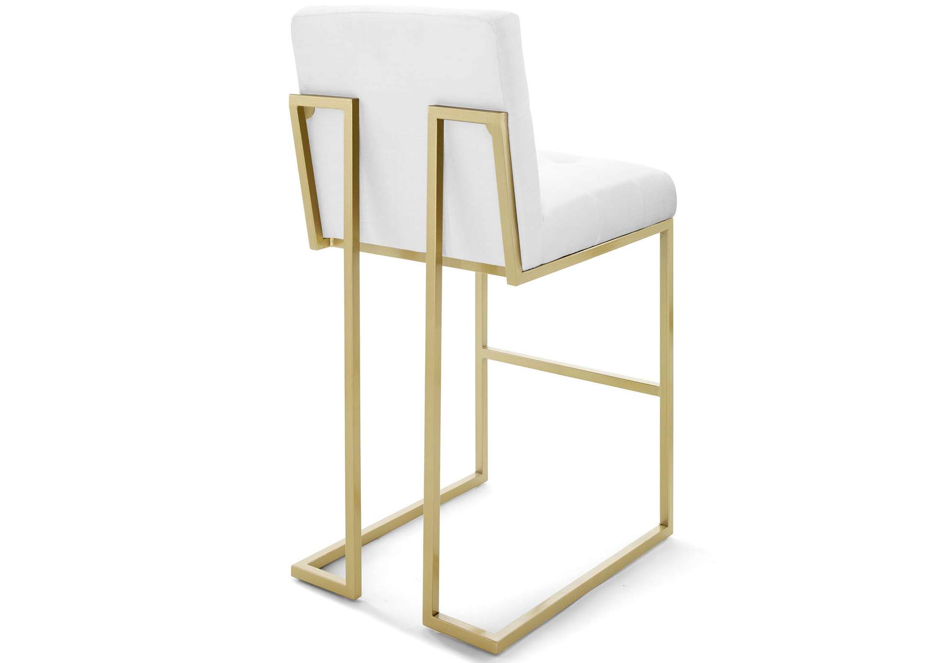 Gold White Privy Gold Stainless Steel Performance Velvet Bar Stool [Set of 2],Modway