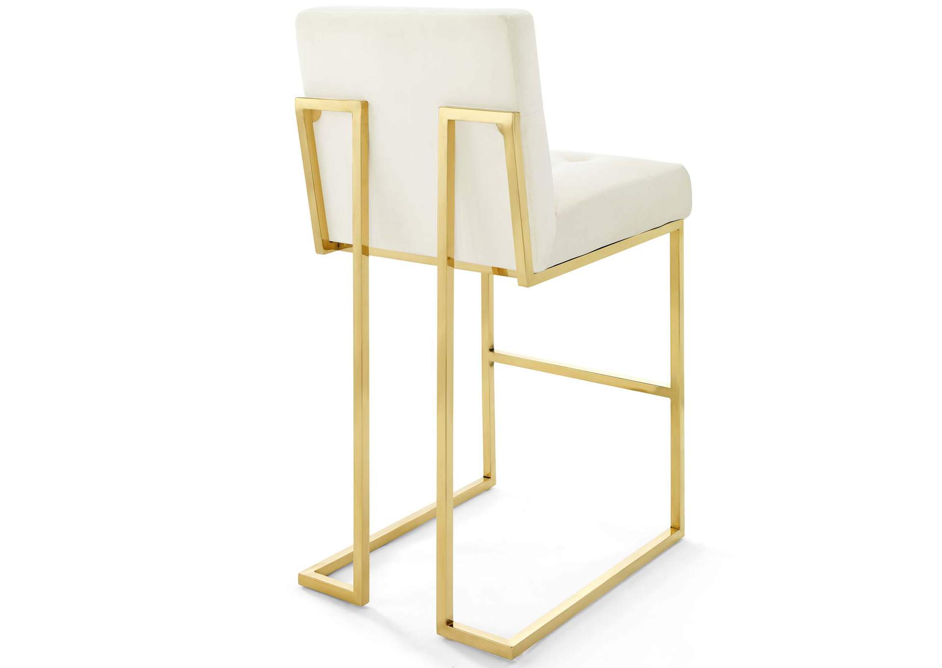 Gold Ivory Privy Gold Stainless Steel Performance Velvet Bar Stool [Set of 2],Modway