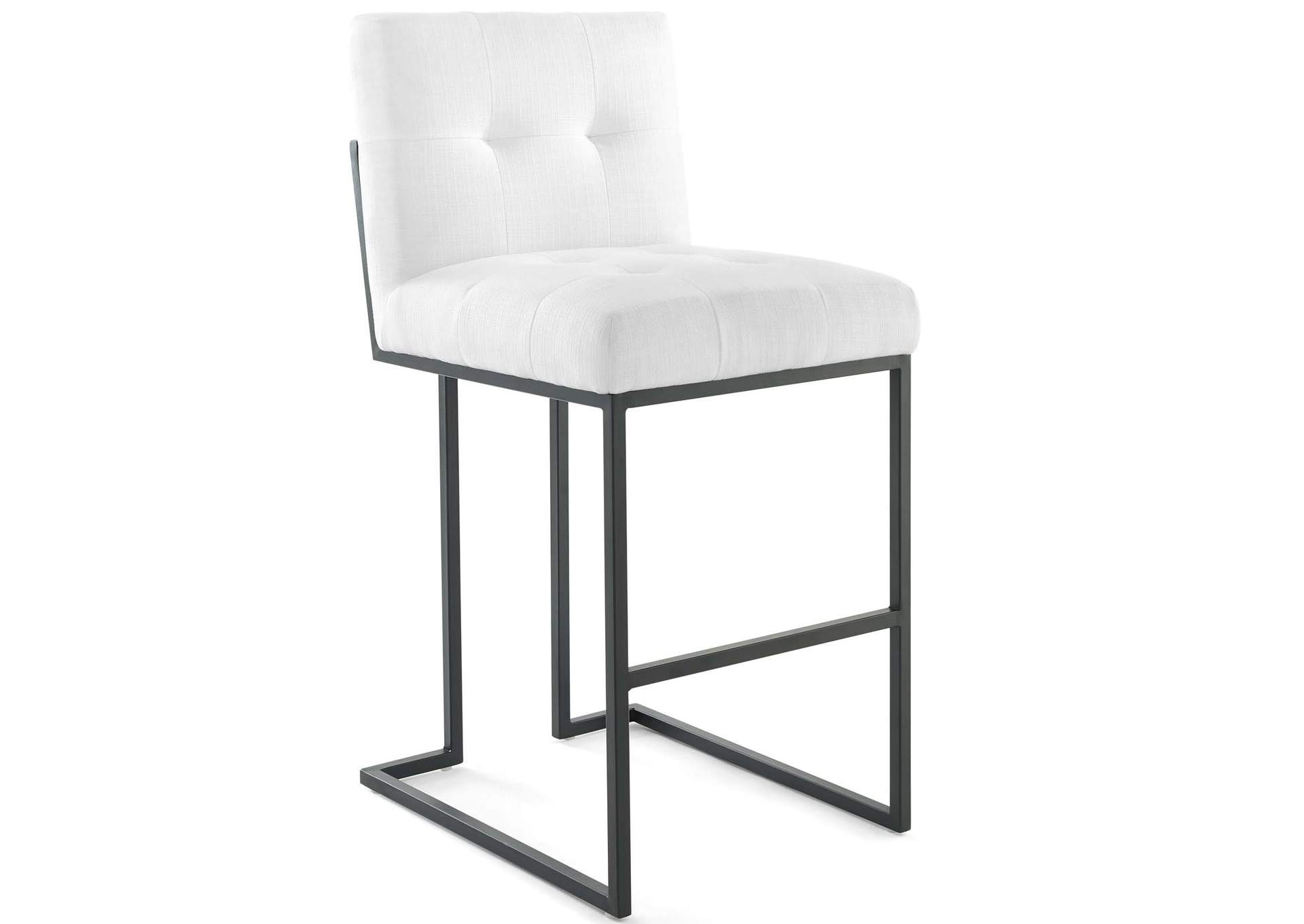 Black White Privy Black Stainless Steel Upholstered Fabric Bar Stool [Set of 2],Modway